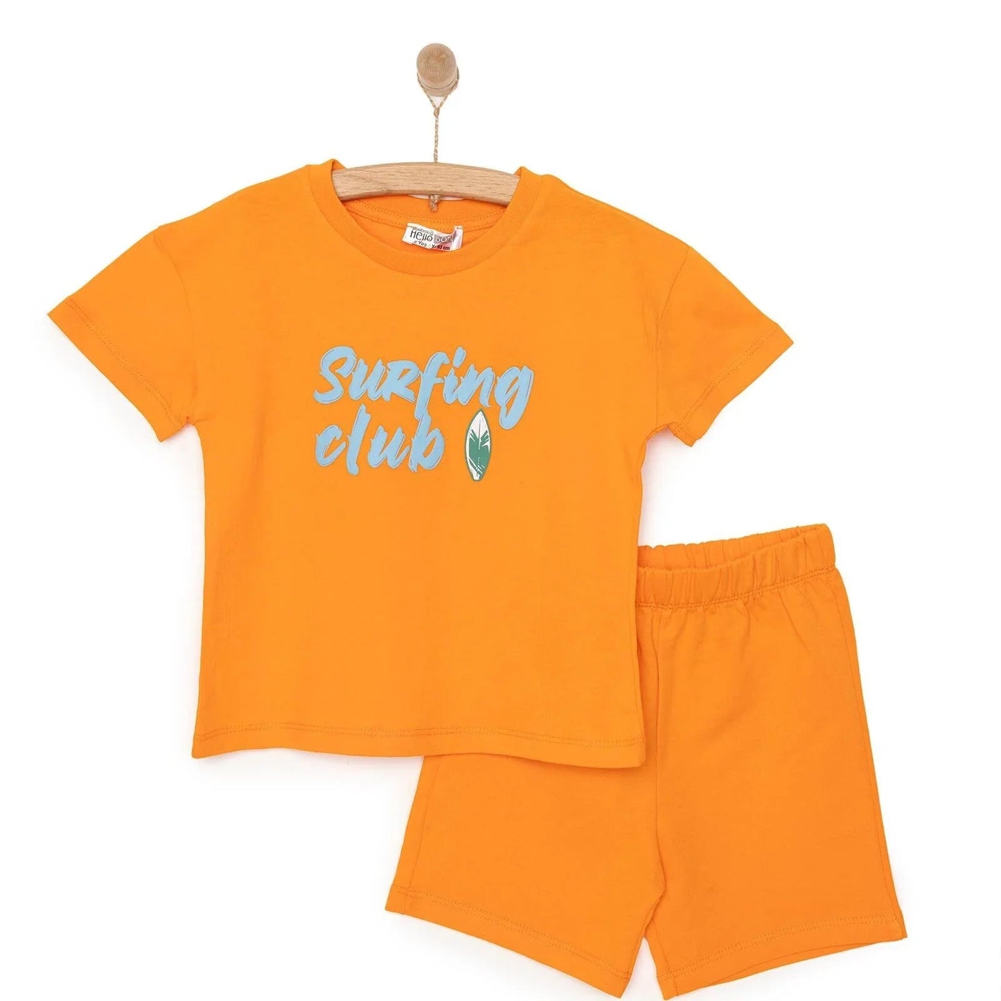 HelloBaby Motto Boy T-shirt & Short - Orange - mezetto ebebek ebebek