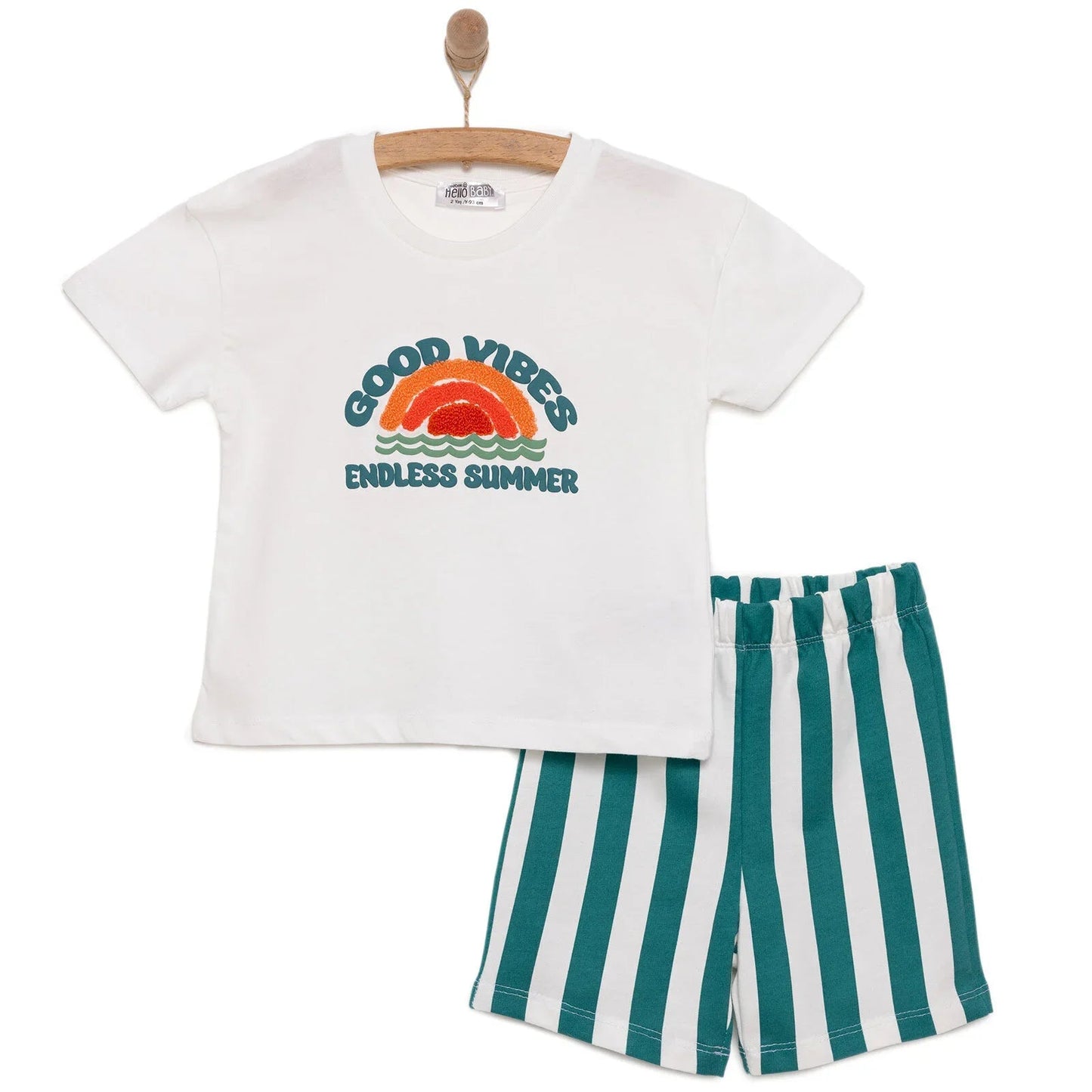 HelloBaby Motto Boy T-shirt & Short - White - mezetto ebebek ebebek