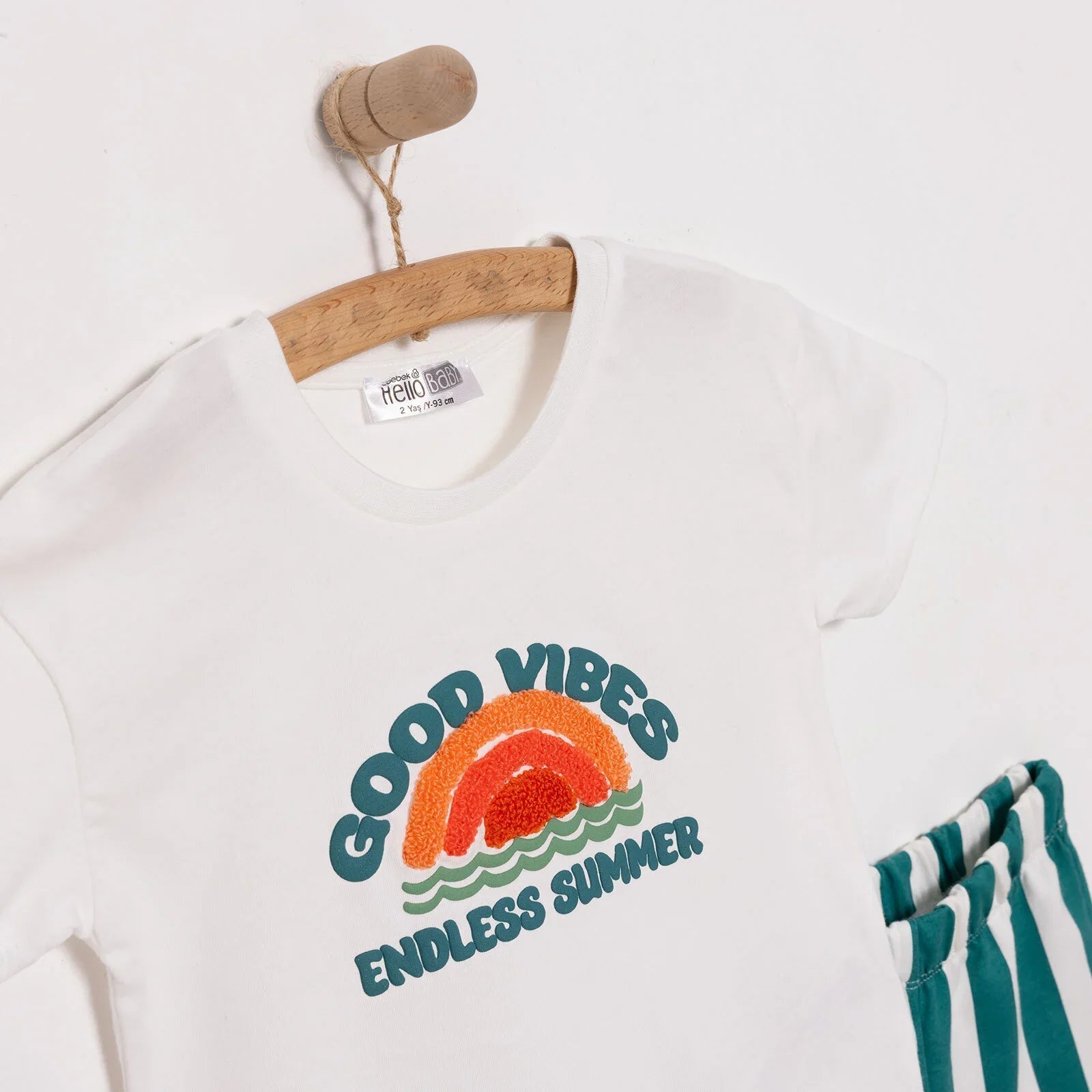 HelloBaby Motto Boy T-shirt & Short - White - mezetto ebebek ebebek