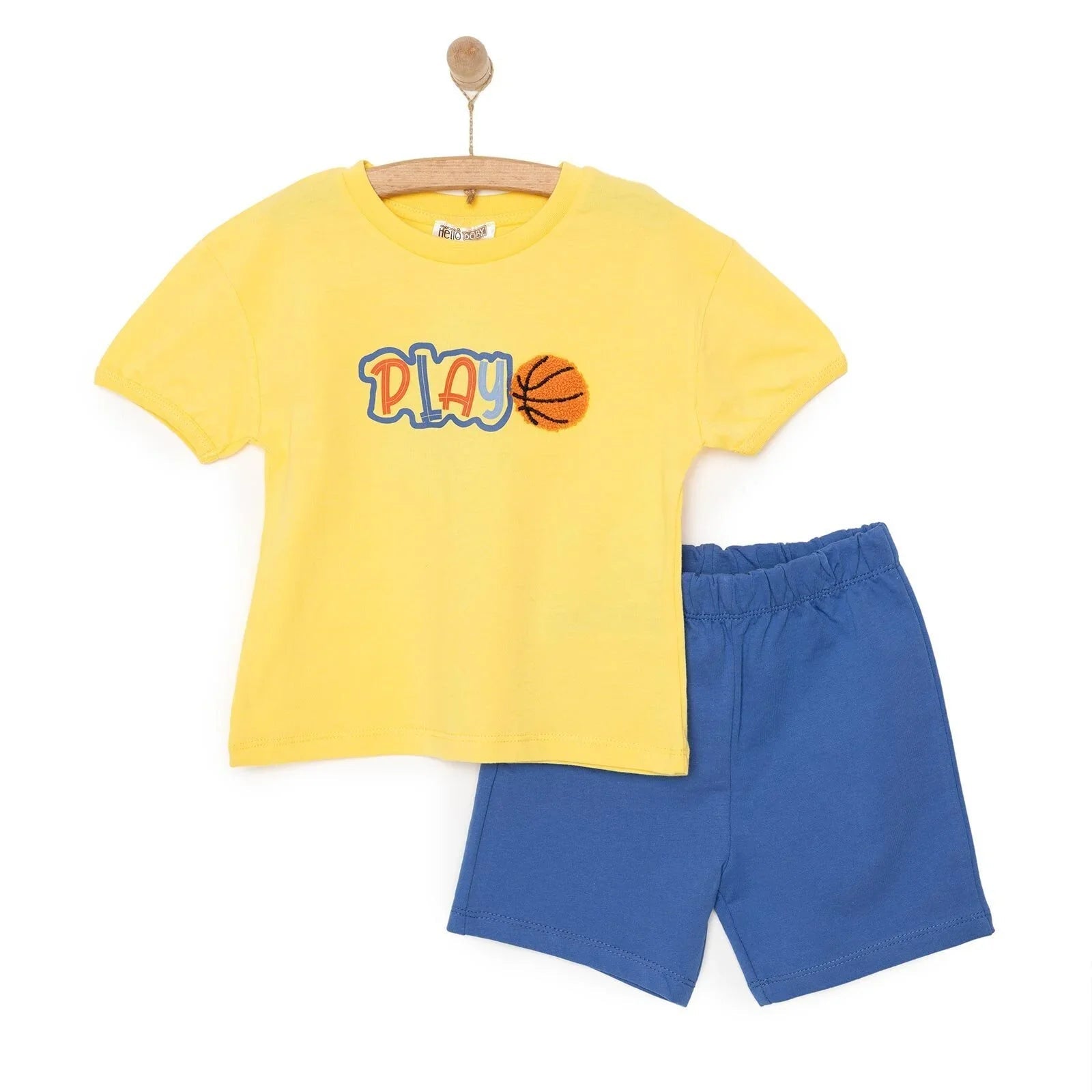 HelloBaby Motto Boy T-shirt & Short - Yellow - mezetto ebebek ebebek