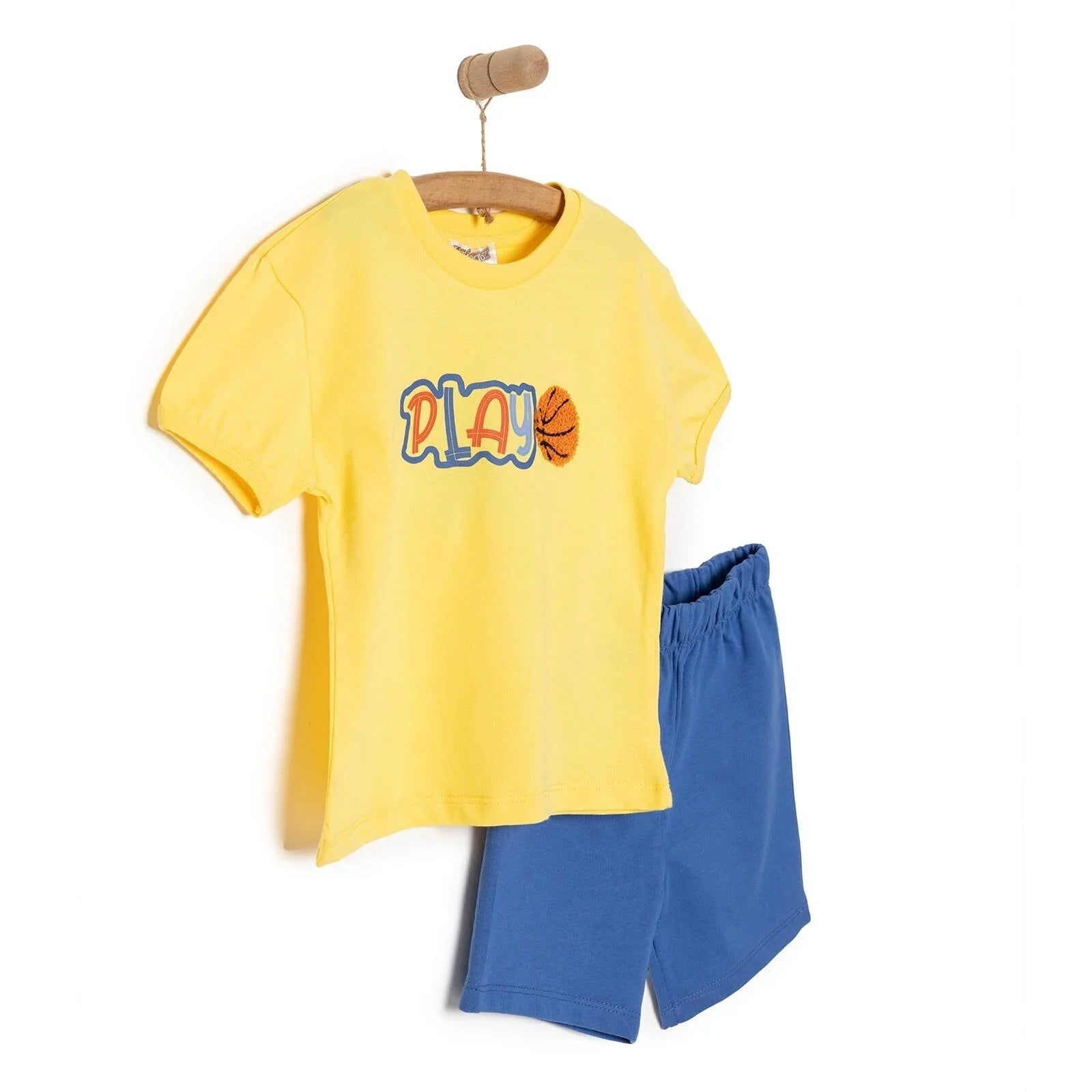 HelloBaby Motto Boy T-shirt & Short - Yellow - mezetto ebebek ebebek