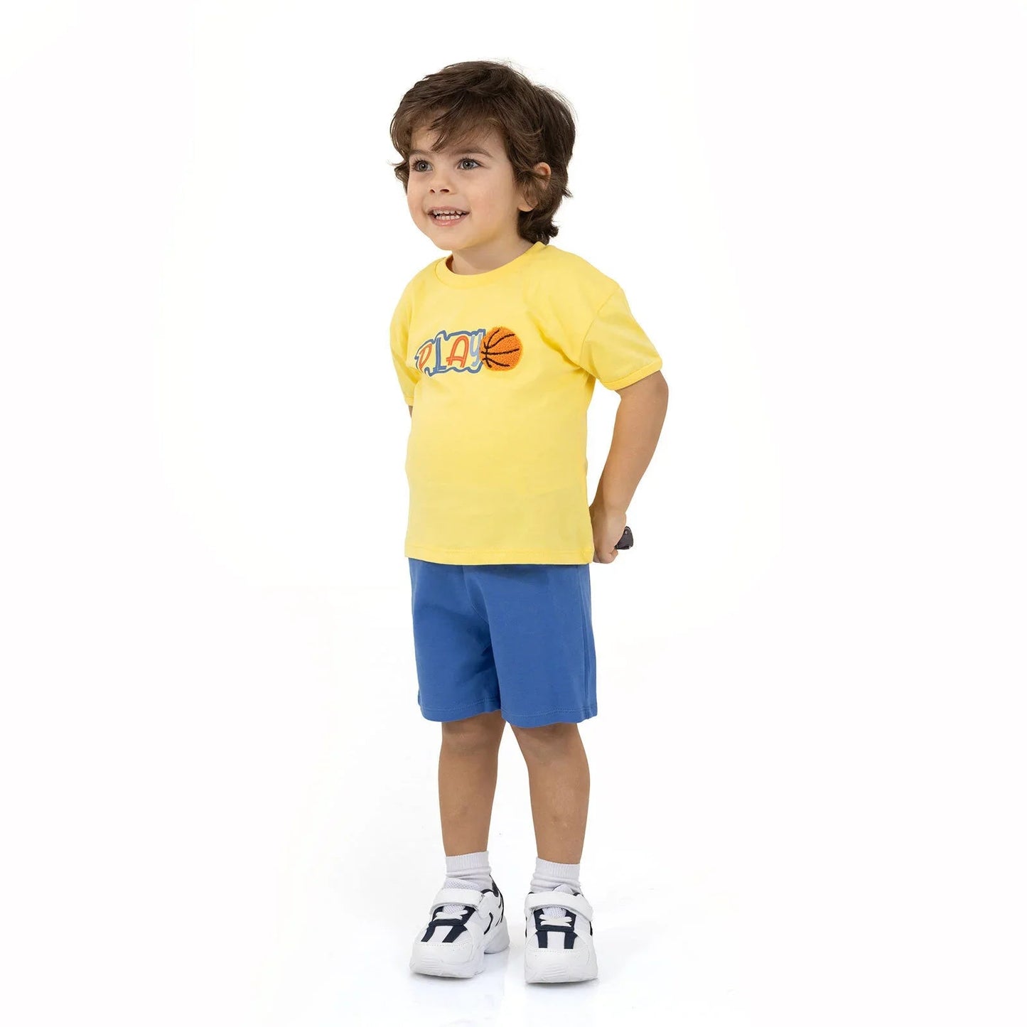 HelloBaby Motto Boy T-shirt & Short - Yellow - mezetto ebebek ebebek