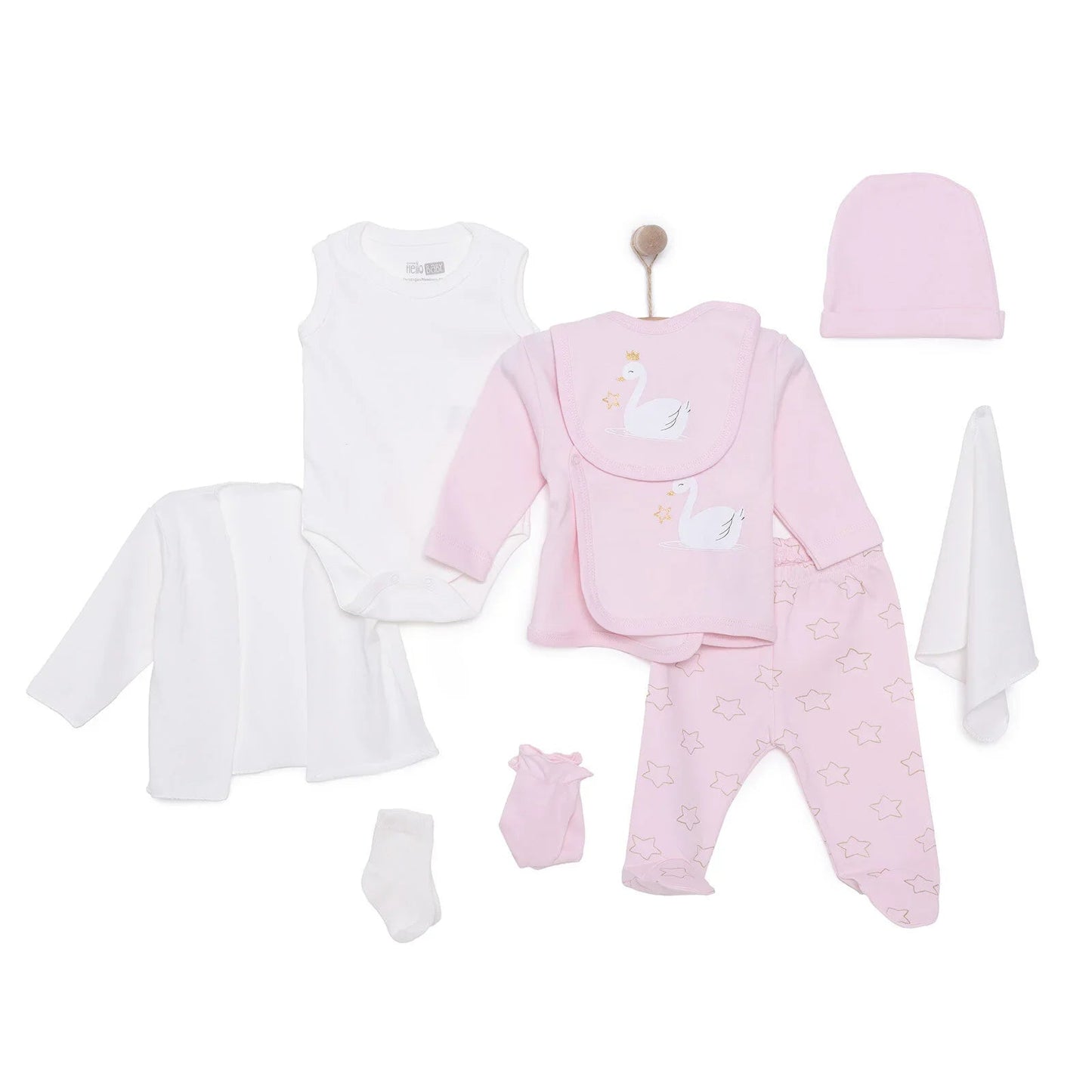 HelloBaby Newborn 10 pcs Starter Set - Pink - mezetto ebebek ebebek
