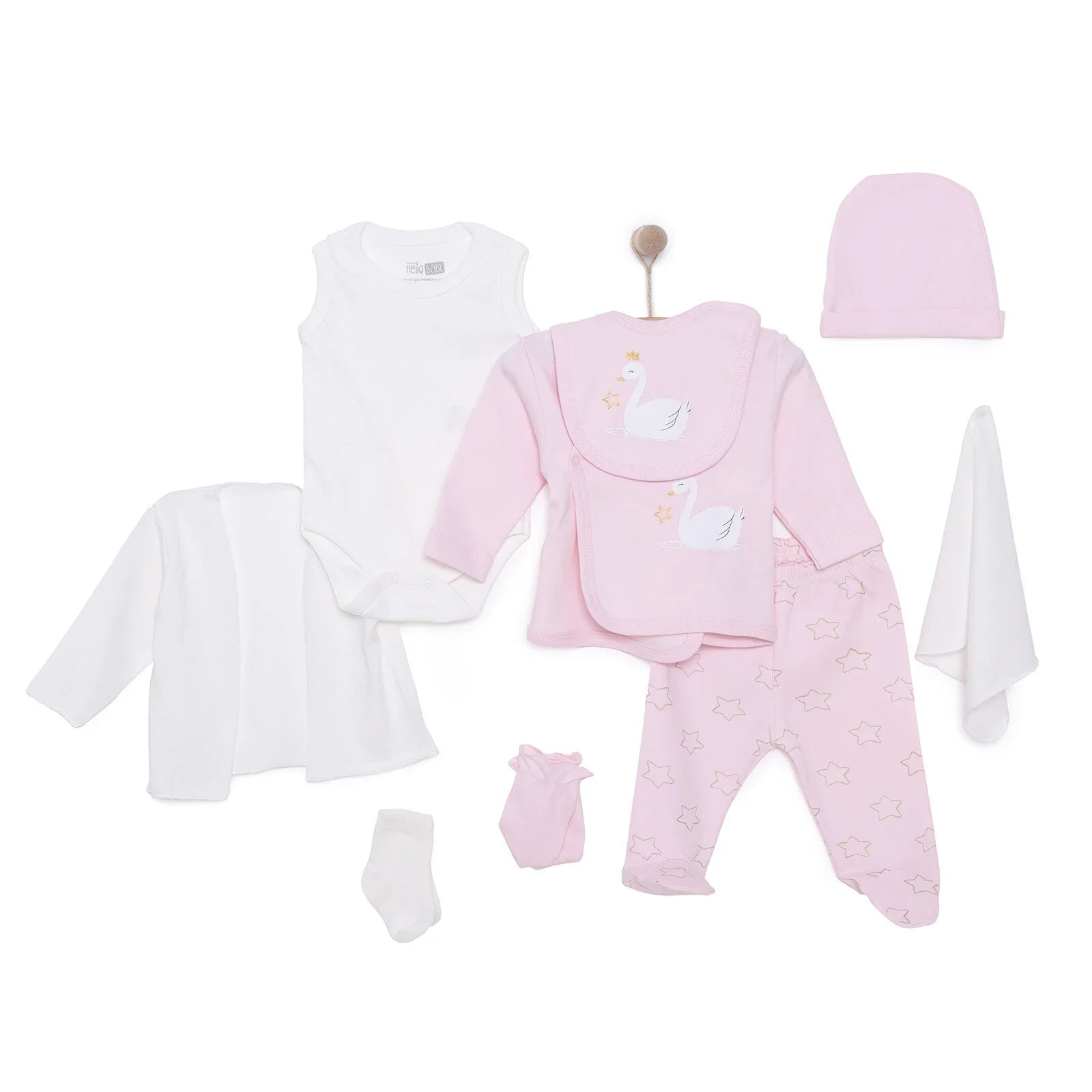 HelloBaby Newborn 10 pcs Starter Set - Pink - mezetto ebebek ebebek