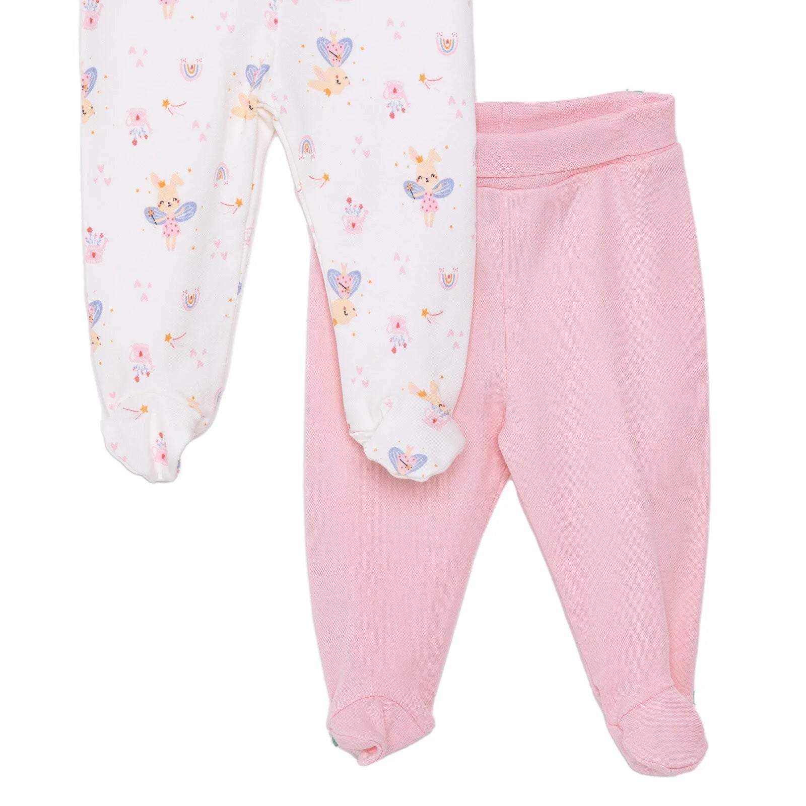 HelloBaby Newborn 2 Pcs Footed Leggings - Pink - mezetto ebebek ebebek