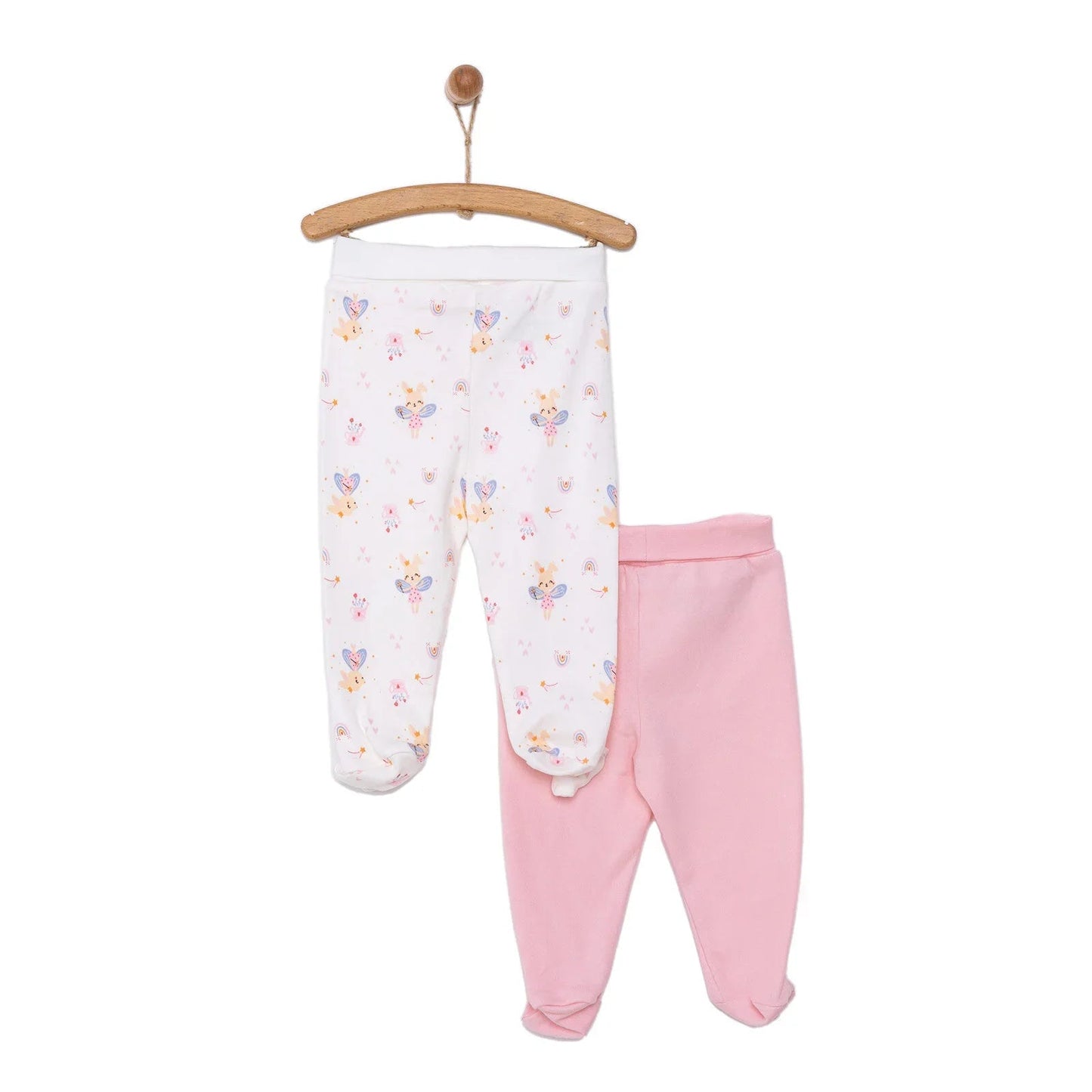 HelloBaby Newborn 2 Pcs Footed Leggings - Pink - mezetto ebebek ebebek