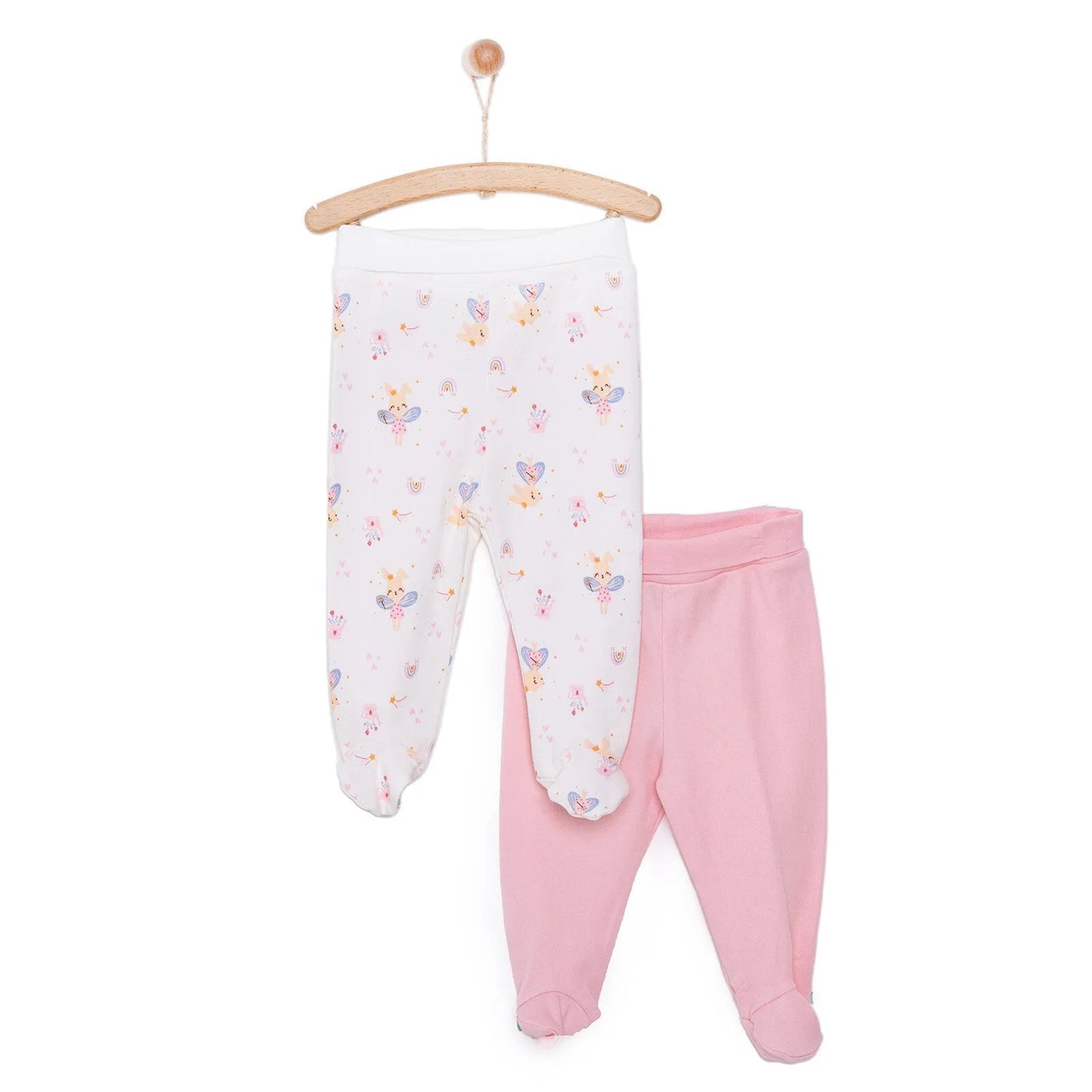 HelloBaby Newborn 2 Pcs Footed Leggings - Pink - mezetto ebebek ebebek