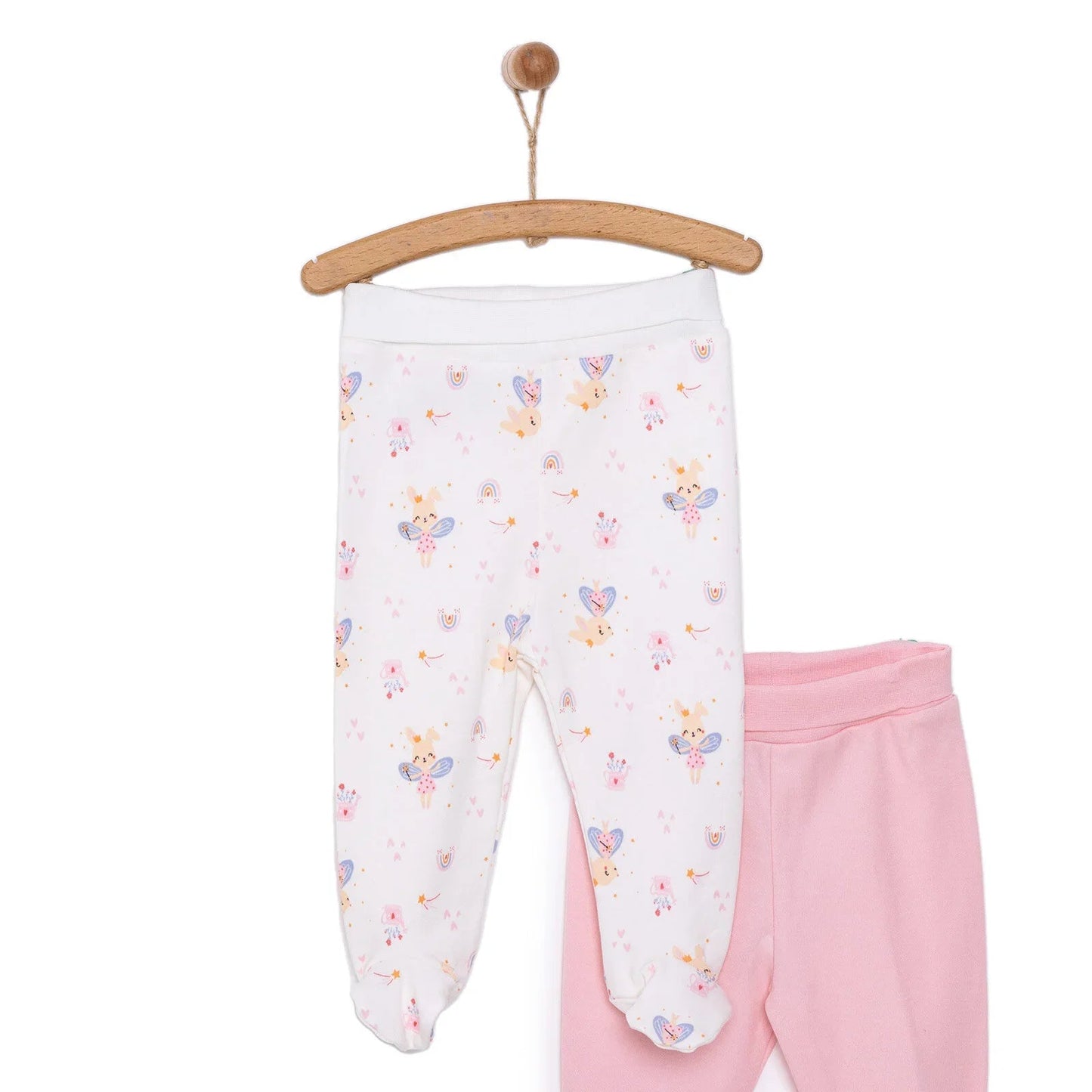 HelloBaby Newborn 2 Pcs Footed Leggings - Pink - mezetto ebebek ebebek