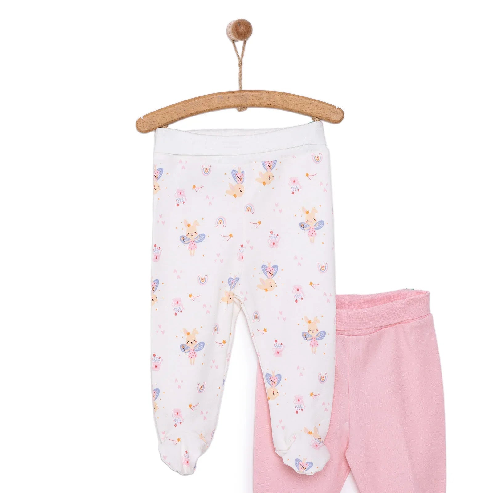 HelloBaby Newborn 2 Pcs Footed Leggings - Pink - mezetto ebebek ebebek