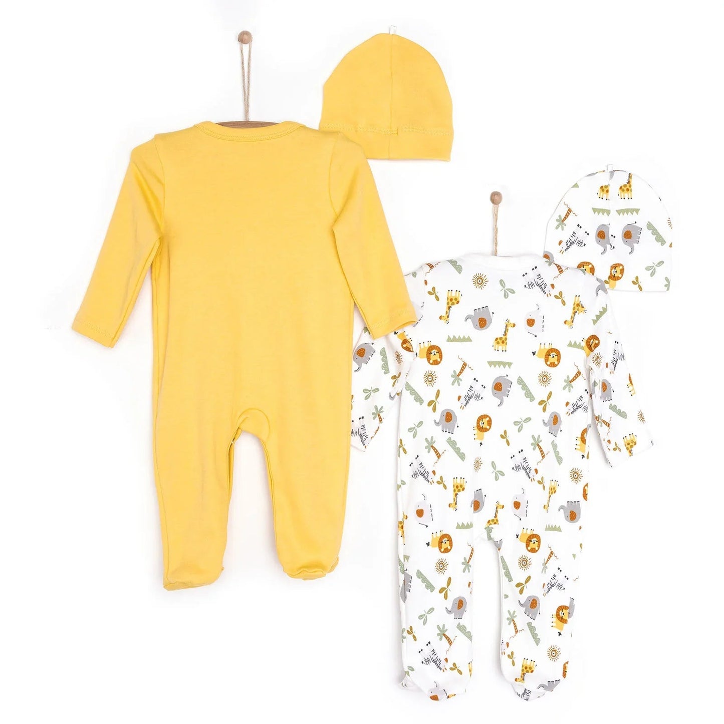HelloBaby Newborn 2pcs Jumpsuit - Hat - Green - mezetto ebebek ebebek
