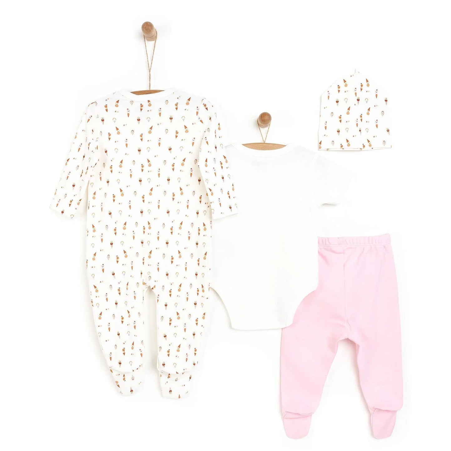 HelloBaby Newborn 4 Pcs Hospital Pack - Pink - mezetto ebebek ebebek
