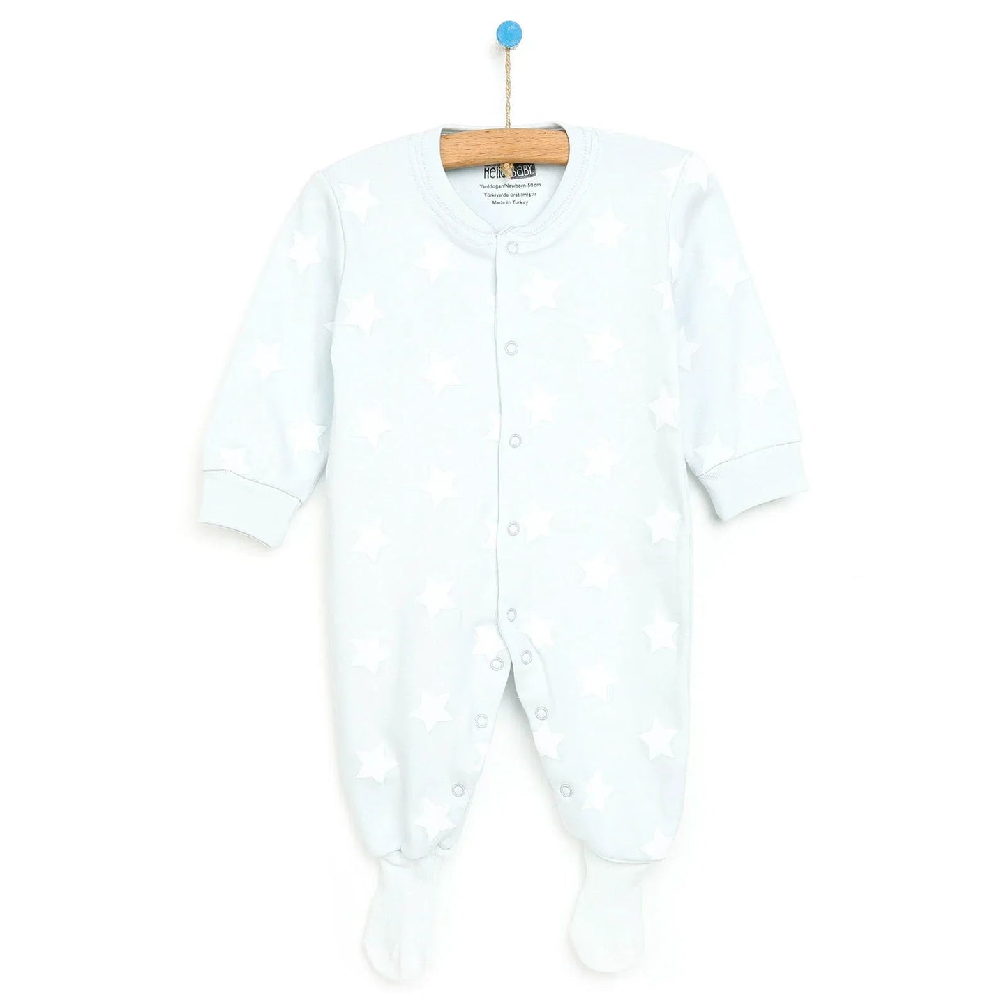 HelloBaby Newborn Baby Boy Footed Jumpsuit - Blue - mezetto ebebek ebebek