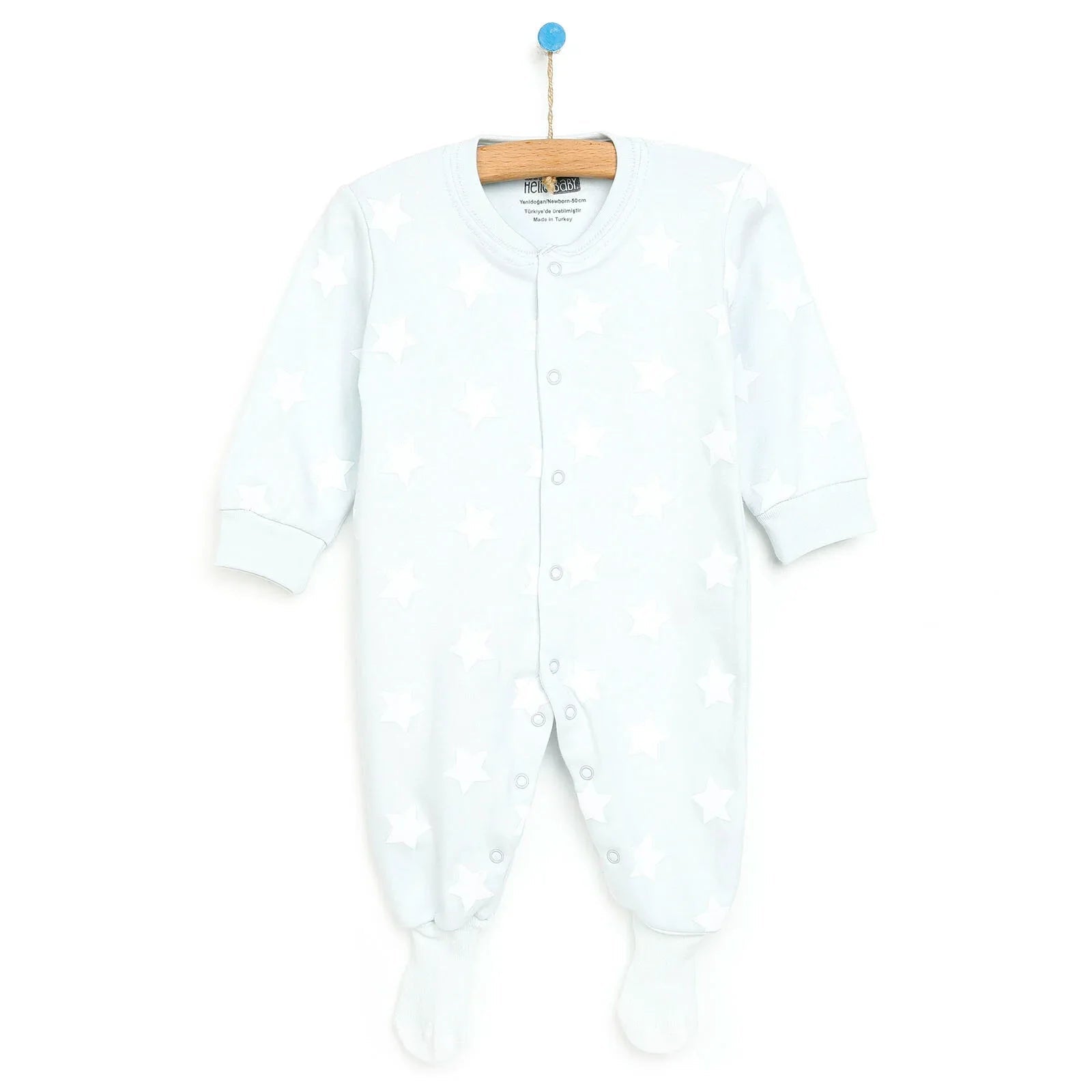 HelloBaby Newborn Baby Boy Footed Jumpsuit - Blue - mezetto ebebek ebebek