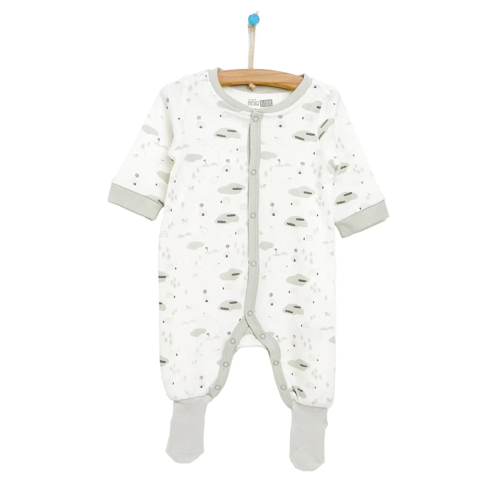 HelloBaby Newborn Baby Boy Footed Jumpsuit - Ecru - mezetto ebebek ebebek