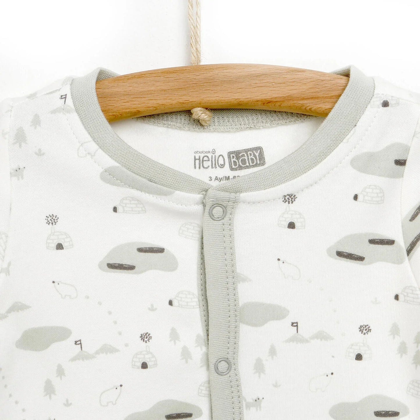 HelloBaby Newborn Baby Boy Footed Jumpsuit - Ecru - mezetto ebebek ebebek