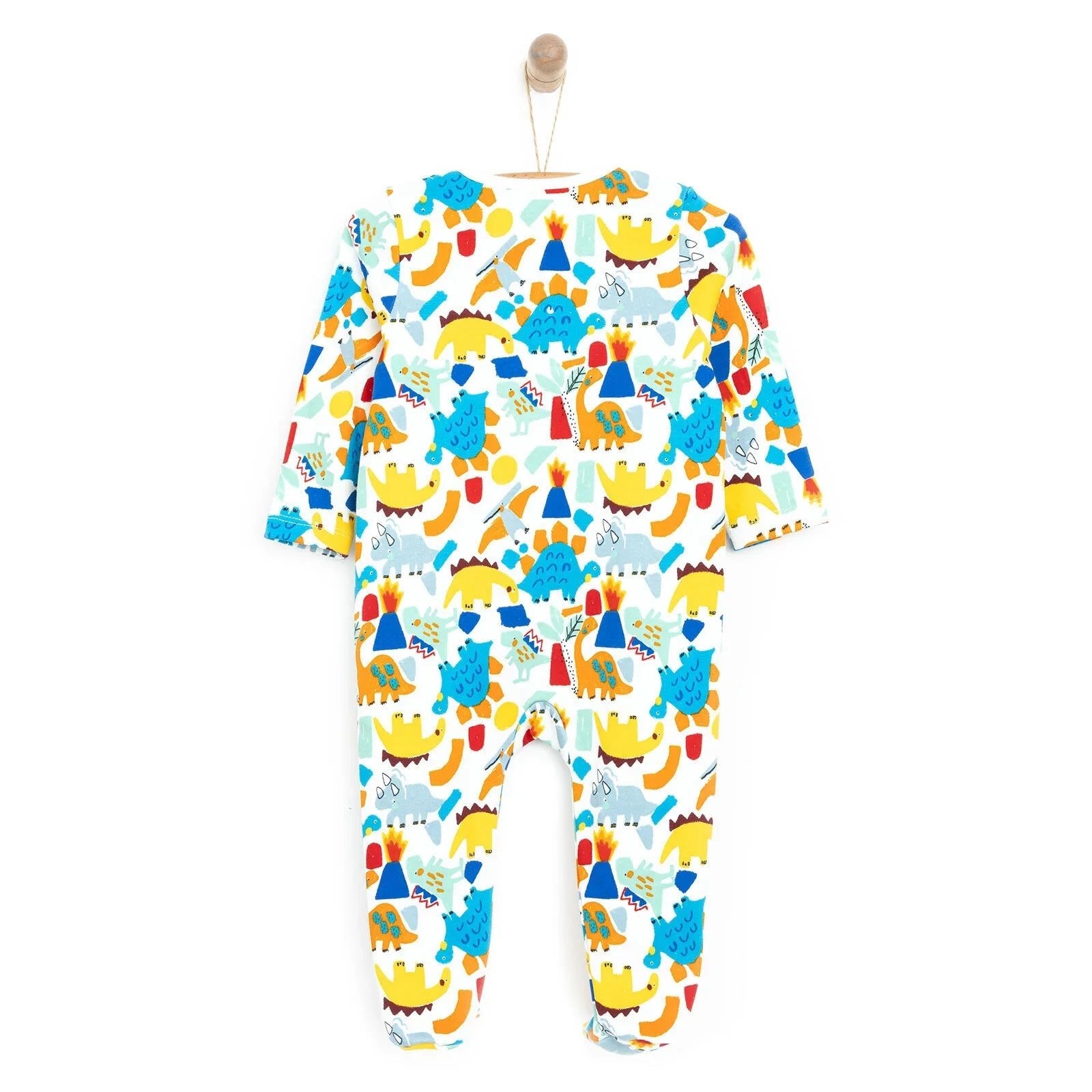 HelloBaby Newborn Baby Boy Footed Jumpsuit - Ecru - mezetto ebebek ebebek