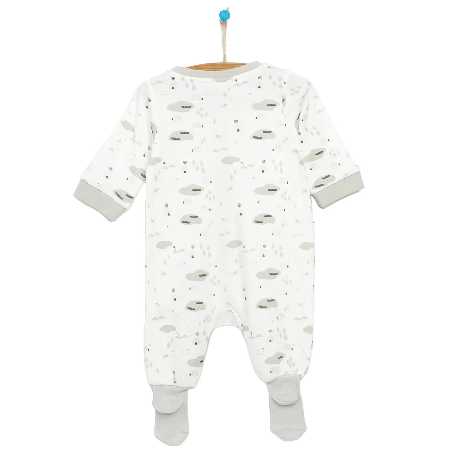 HelloBaby Newborn Baby Boy Footed Jumpsuit - Ecru - mezetto ebebek ebebek