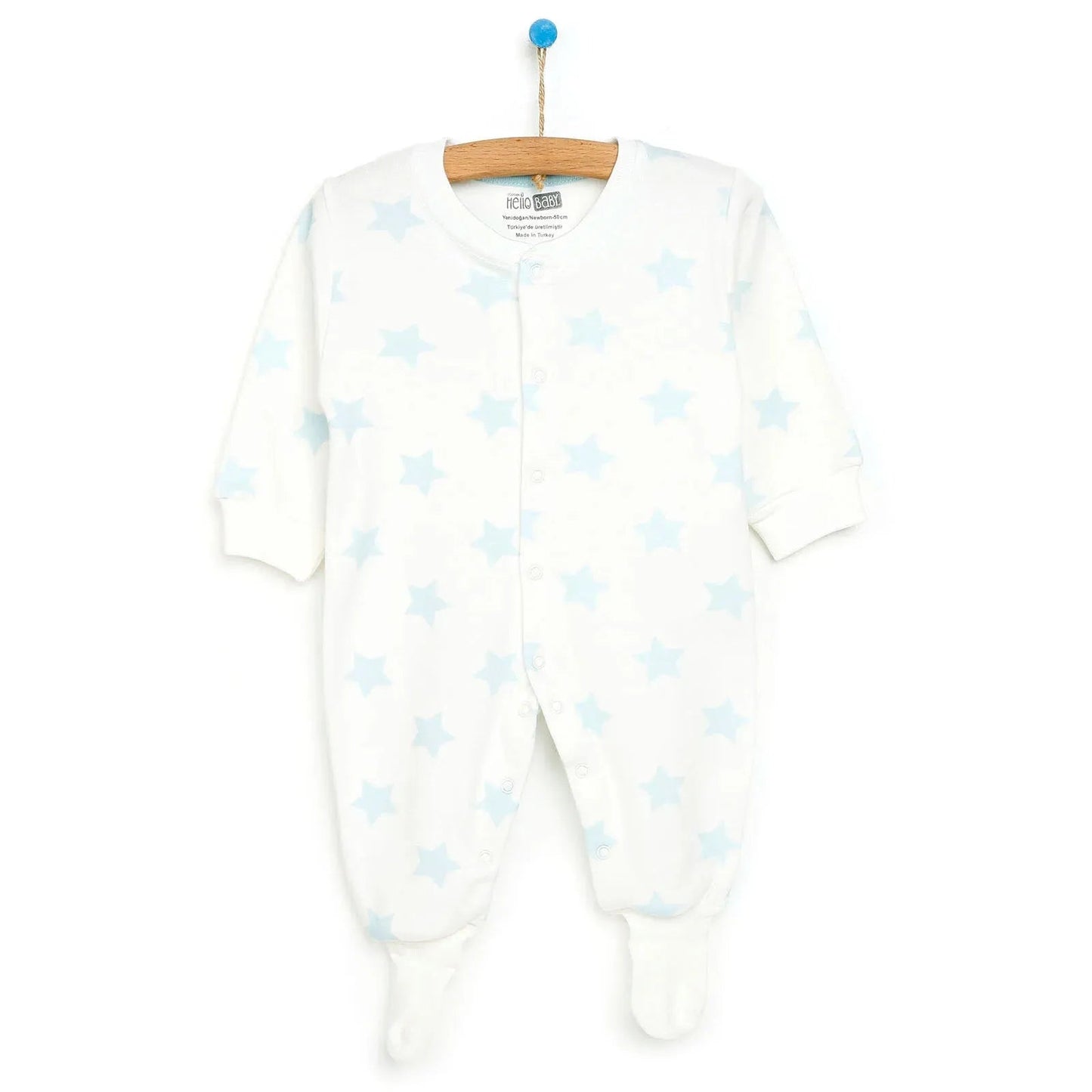 HelloBaby Newborn Baby Boy Footed Jumpsuit - Ecru - mezetto ebebek ebebek