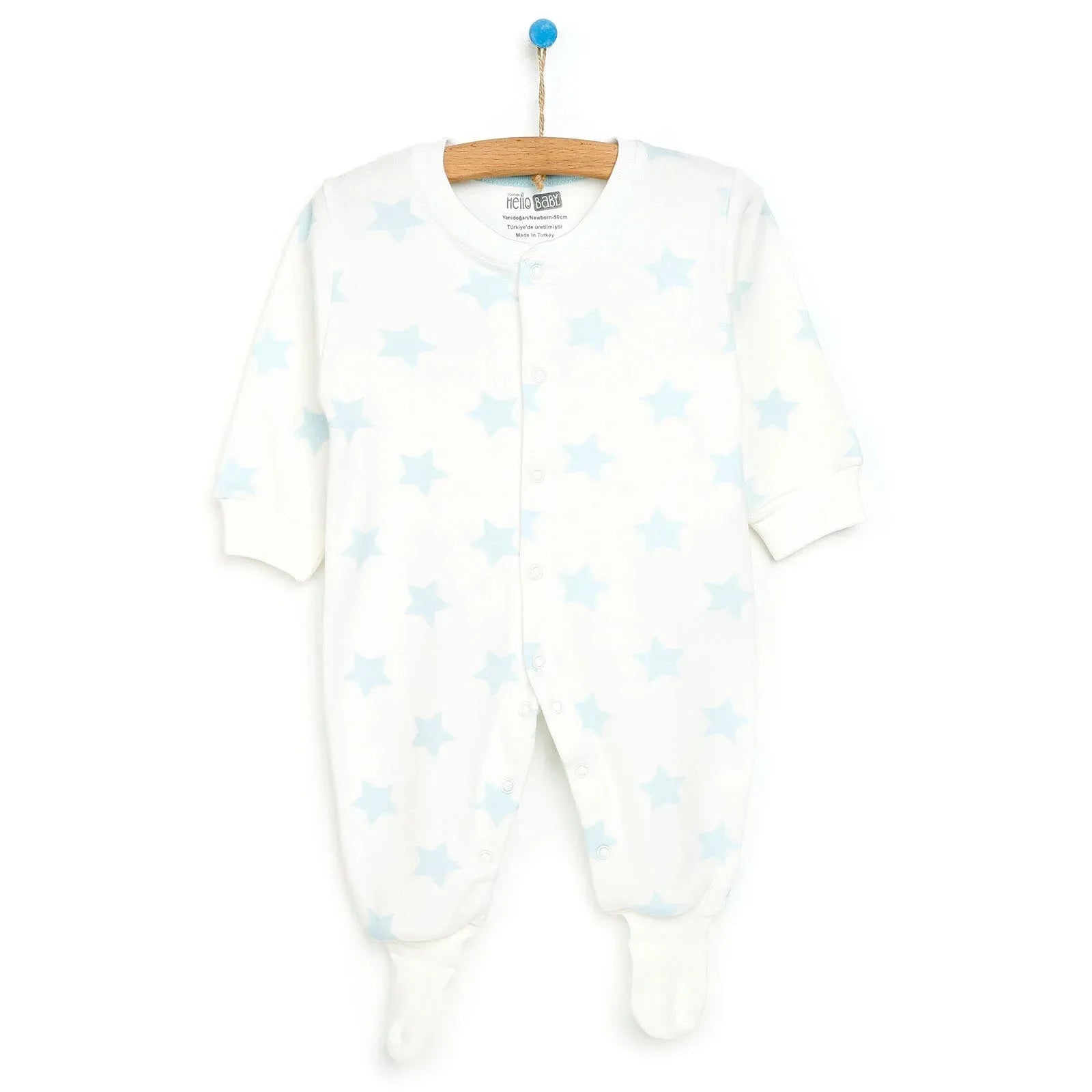 HelloBaby Newborn Baby Boy Footed Jumpsuit - Ecru - mezetto ebebek ebebek