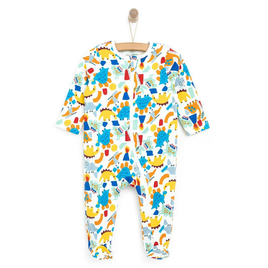 HelloBaby Newborn Baby Boy Footed Jumpsuit - Ecru - mezetto ebebek ebebek