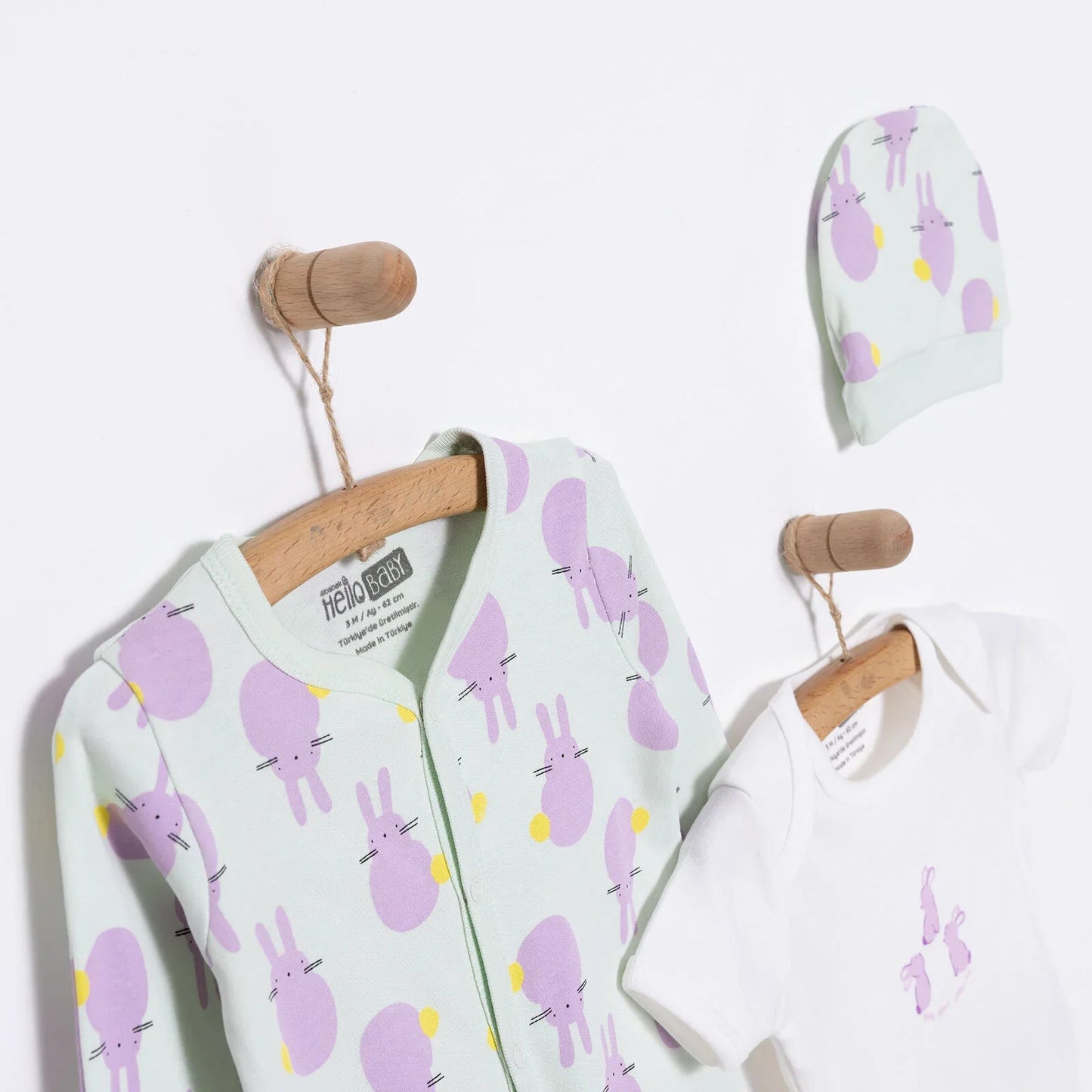 HelloBaby Newborn Baby Cute Elephant Jumpsuit - Ecru - mezetto ebebek ebebek