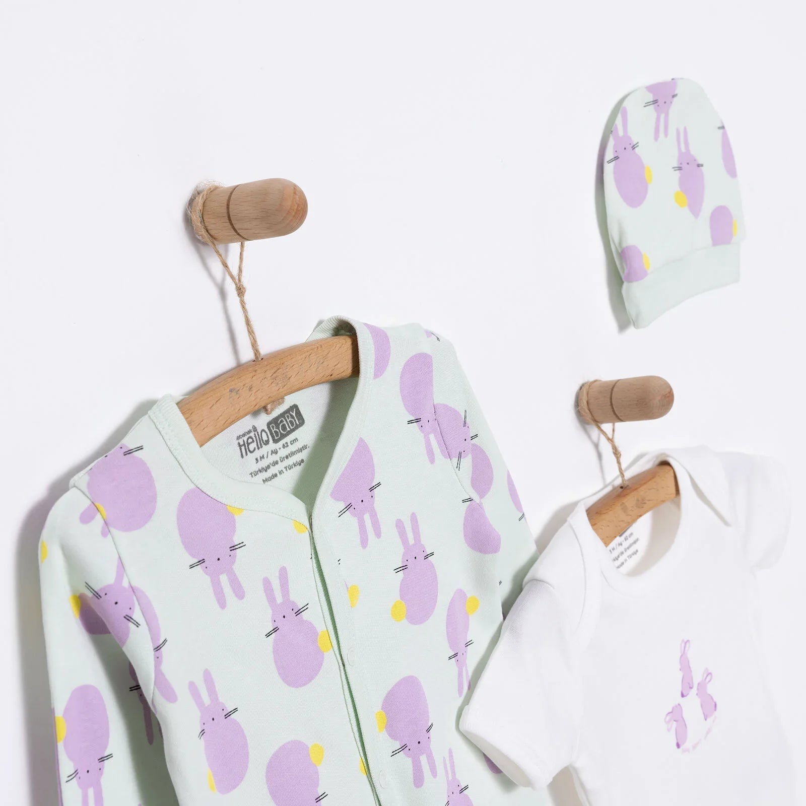 HelloBaby Newborn Baby Cute Elephant Jumpsuit - Ecru - mezetto ebebek ebebek