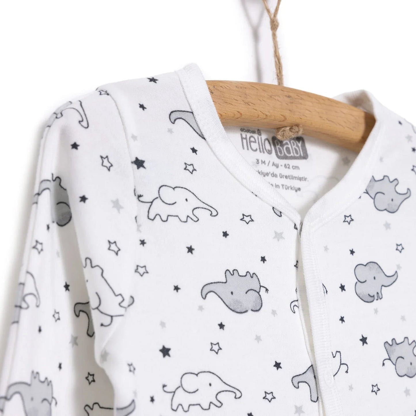 HelloBaby Newborn Baby Cute Elephant Jumpsuit - Ecru - mezetto ebebek ebebek