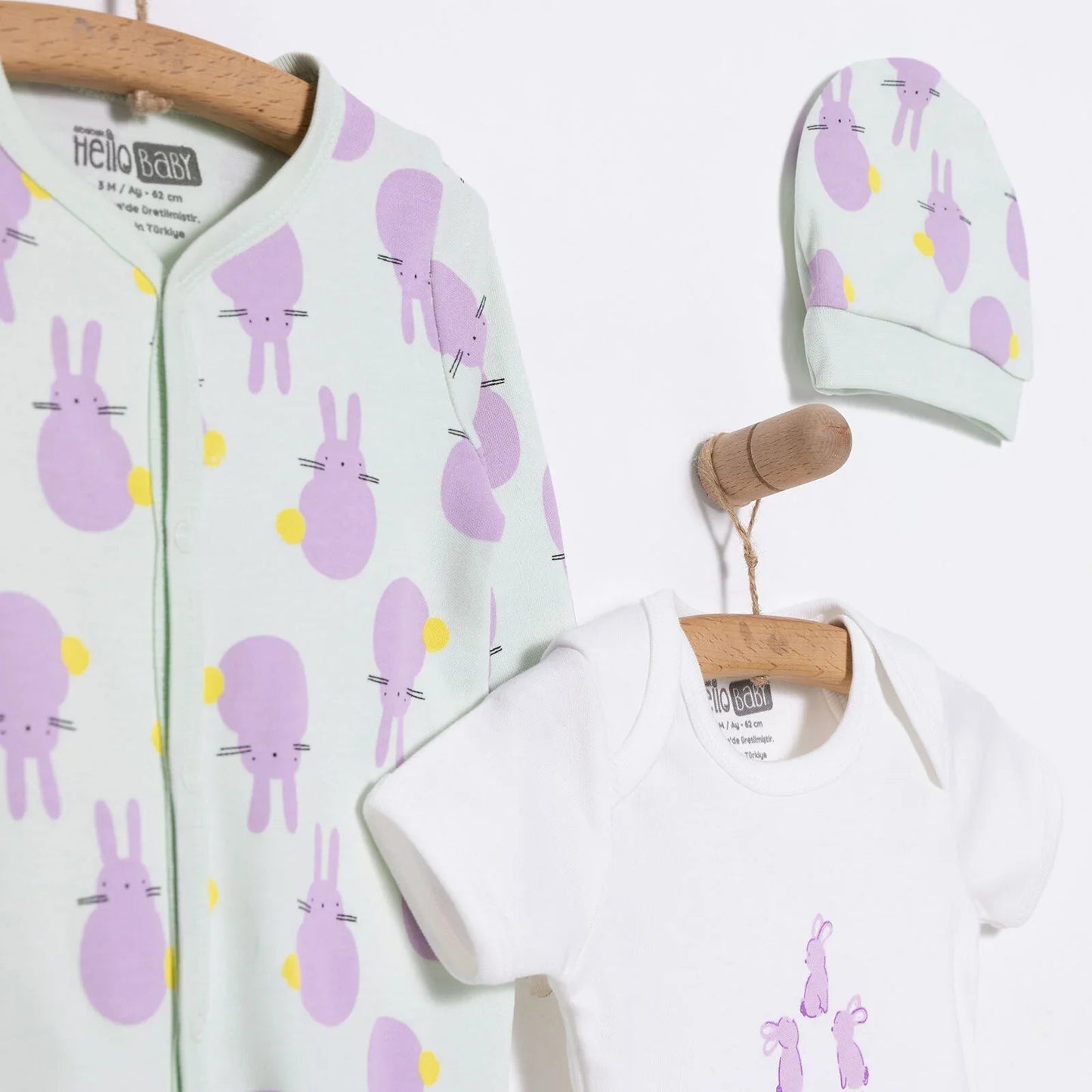 HelloBaby Newborn Baby Cute Elephant Jumpsuit - Ecru - mezetto ebebek ebebek