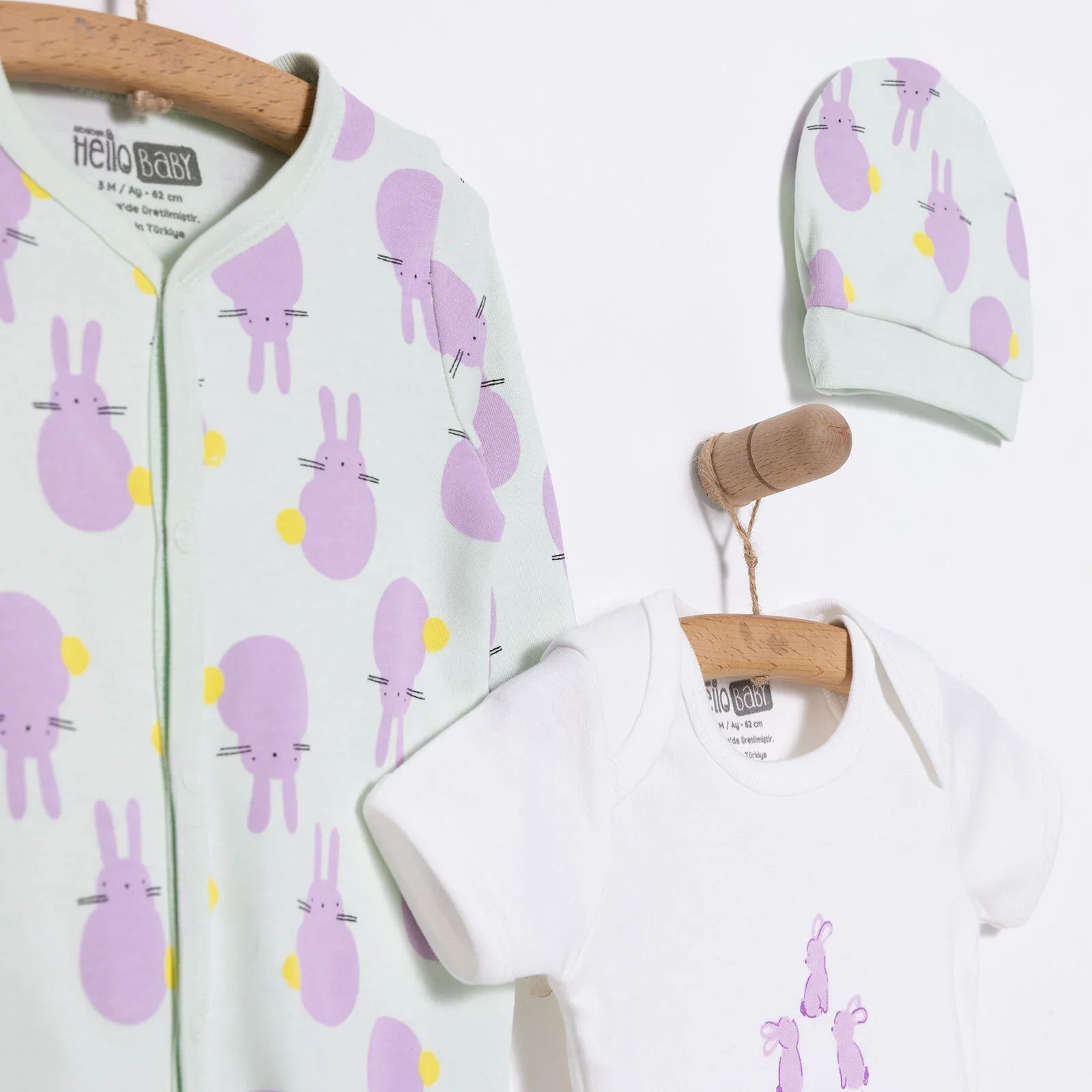 HelloBaby Newborn Baby Cute Elephant Jumpsuit - Ecru - mezetto ebebek ebebek