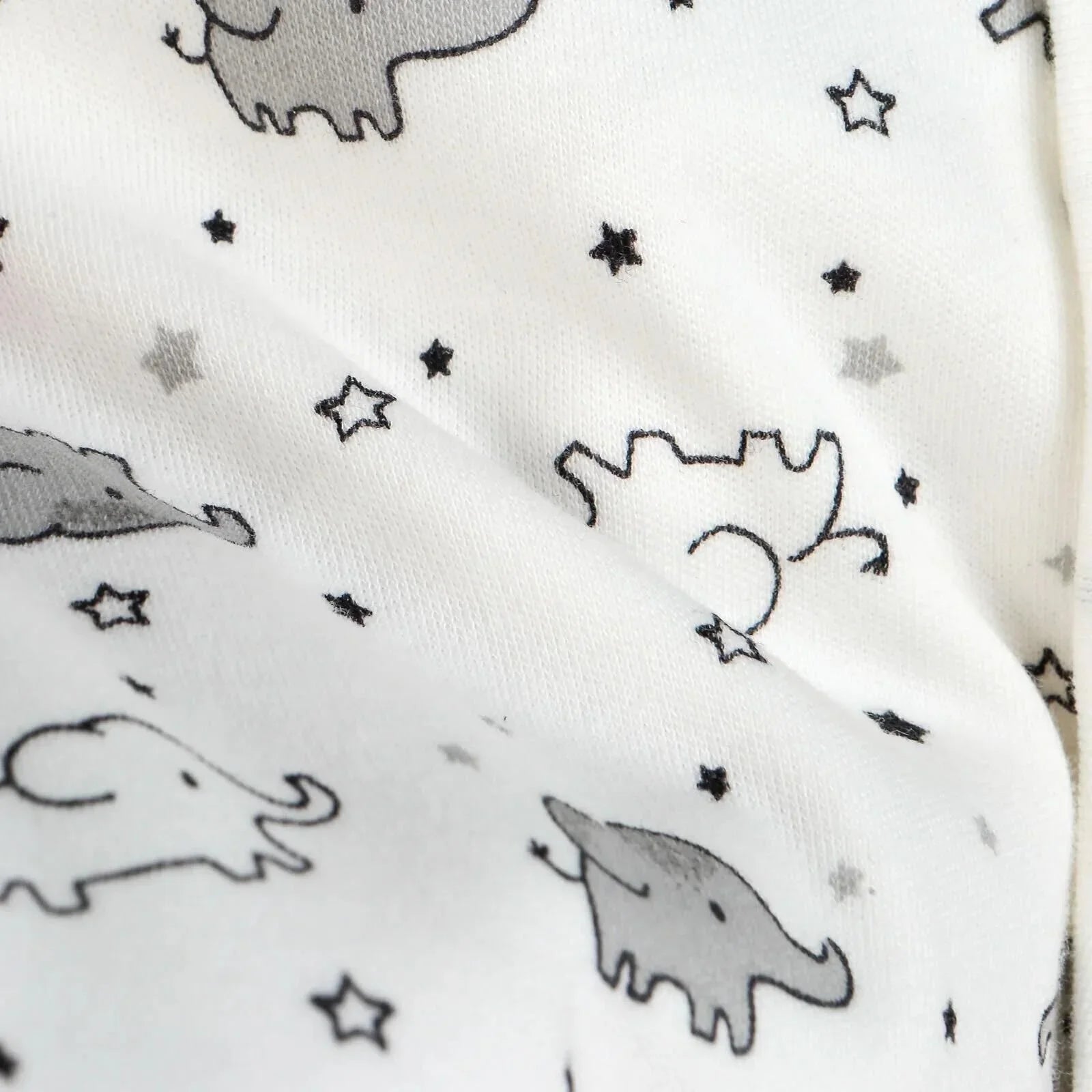HelloBaby Newborn Baby Cute Elephant Romper Baby and Hat Set 3 pcs - Ecru - mezetto ebebek ebebek