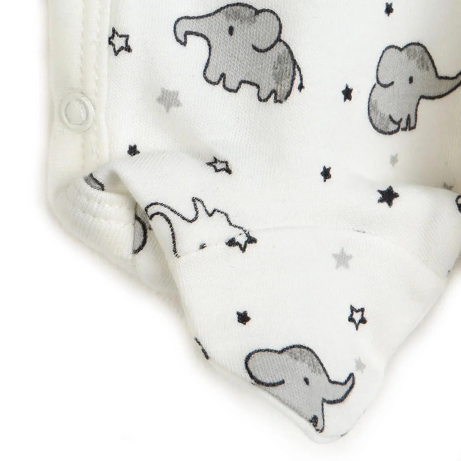 HelloBaby Newborn Baby Cute Elephant Romper Baby and Hat Set 3 pcs - Ecru - mezetto ebebek ebebek