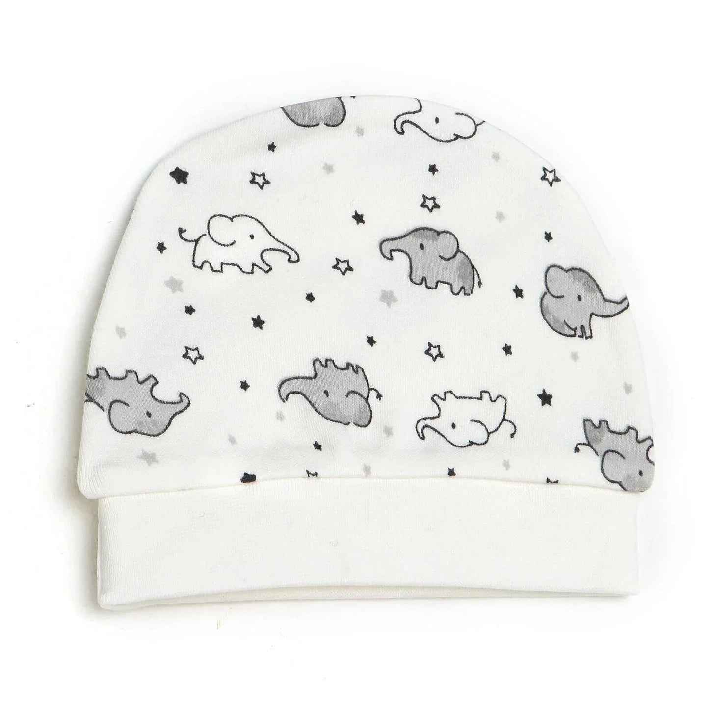 HelloBaby Newborn Baby Cute Elephant Romper Baby and Hat Set 3 pcs - Ecru - mezetto ebebek ebebek