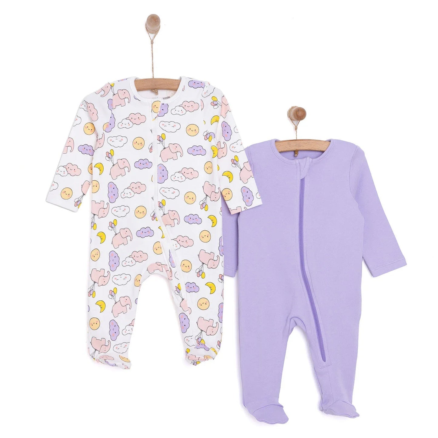 HelloBaby Newborn Baby Girl Footed Jumpsuit - Ecru - mezetto ebebek ebebek
