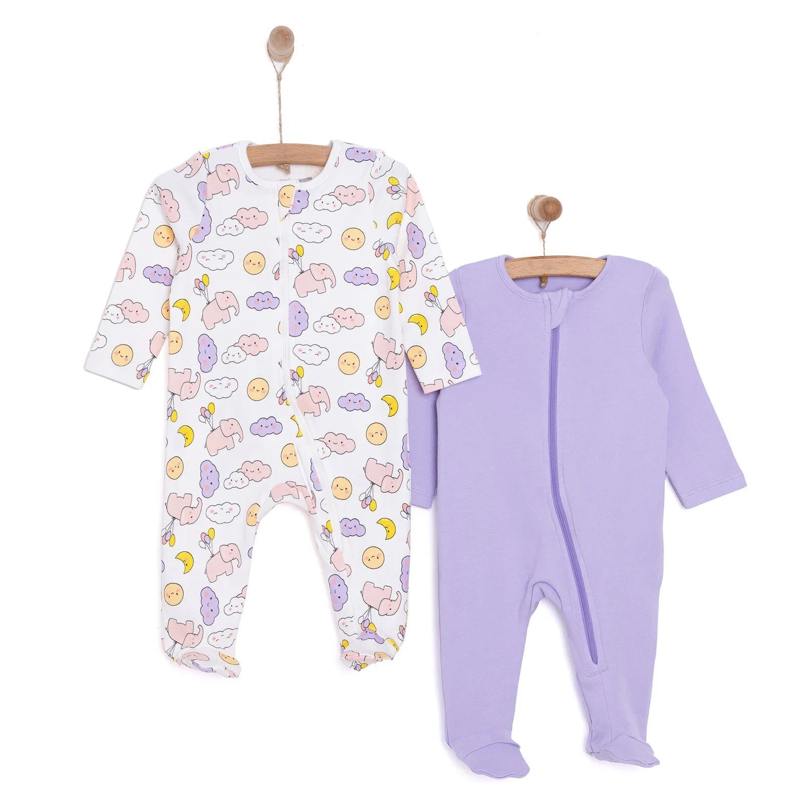HelloBaby Newborn Baby Girl Footed Jumpsuit - Ecru - mezetto ebebek ebebek