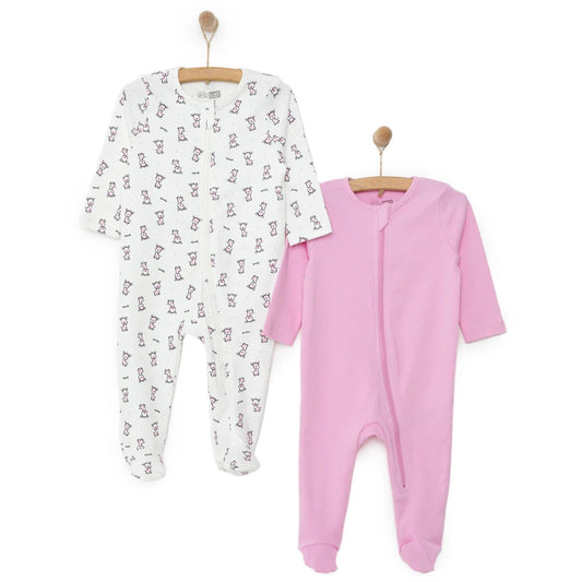 HelloBaby Newborn Baby Girl Footed Jumpsuit - Pink - mezetto ebebek ebebek