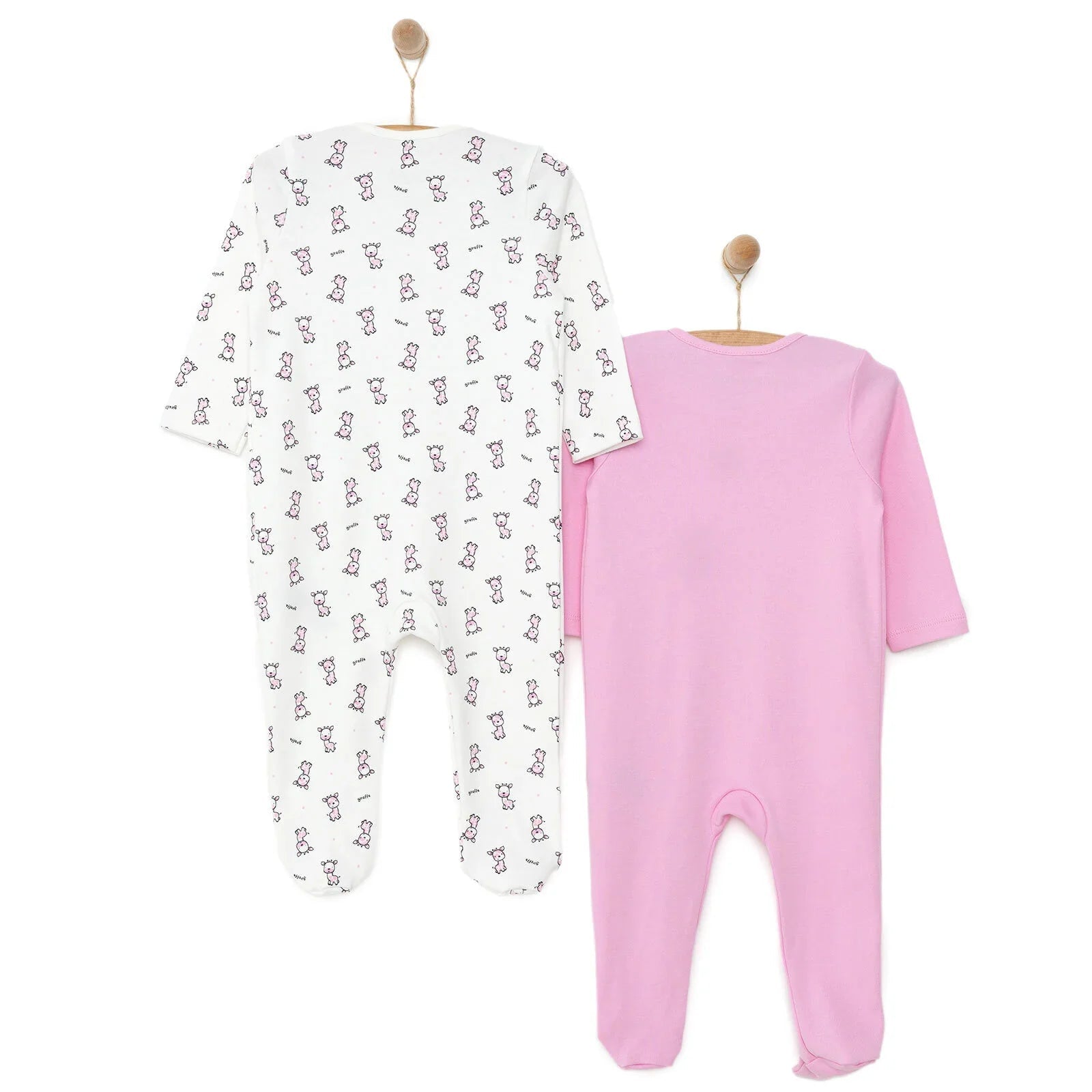 HelloBaby Newborn Baby Girl Footed Jumpsuit - Pink - mezetto ebebek ebebek