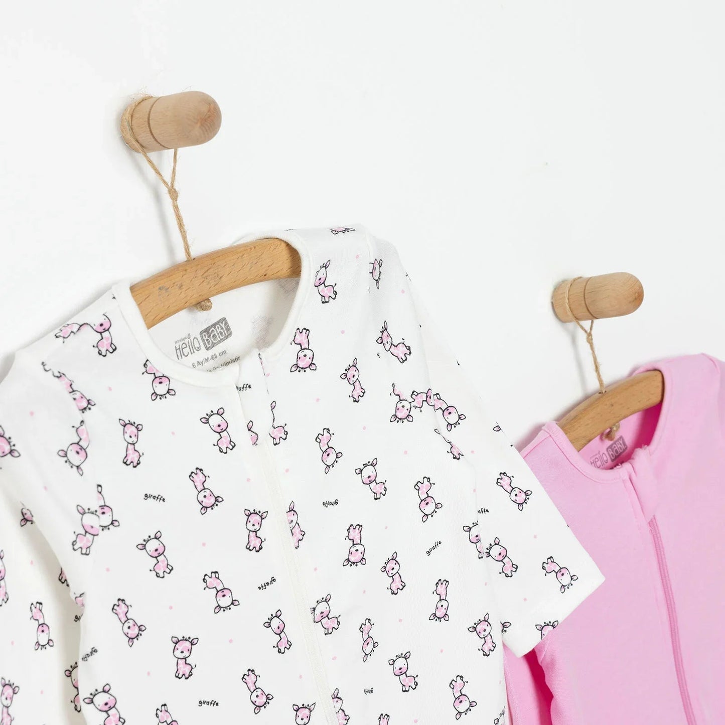 HelloBaby Newborn Baby Girl Footed Jumpsuit - Pink - mezetto ebebek ebebek