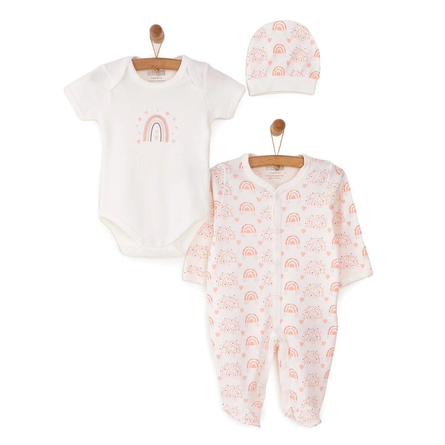 HelloBaby Newborn Baby Girl Rainbow Jumpsuit - Ecru - mezetto ebebek ebebek