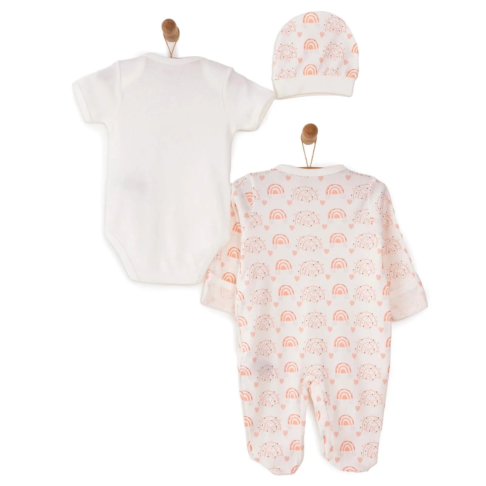 HelloBaby Newborn Baby Girl Rainbow Jumpsuit - Ecru - mezetto ebebek ebebek