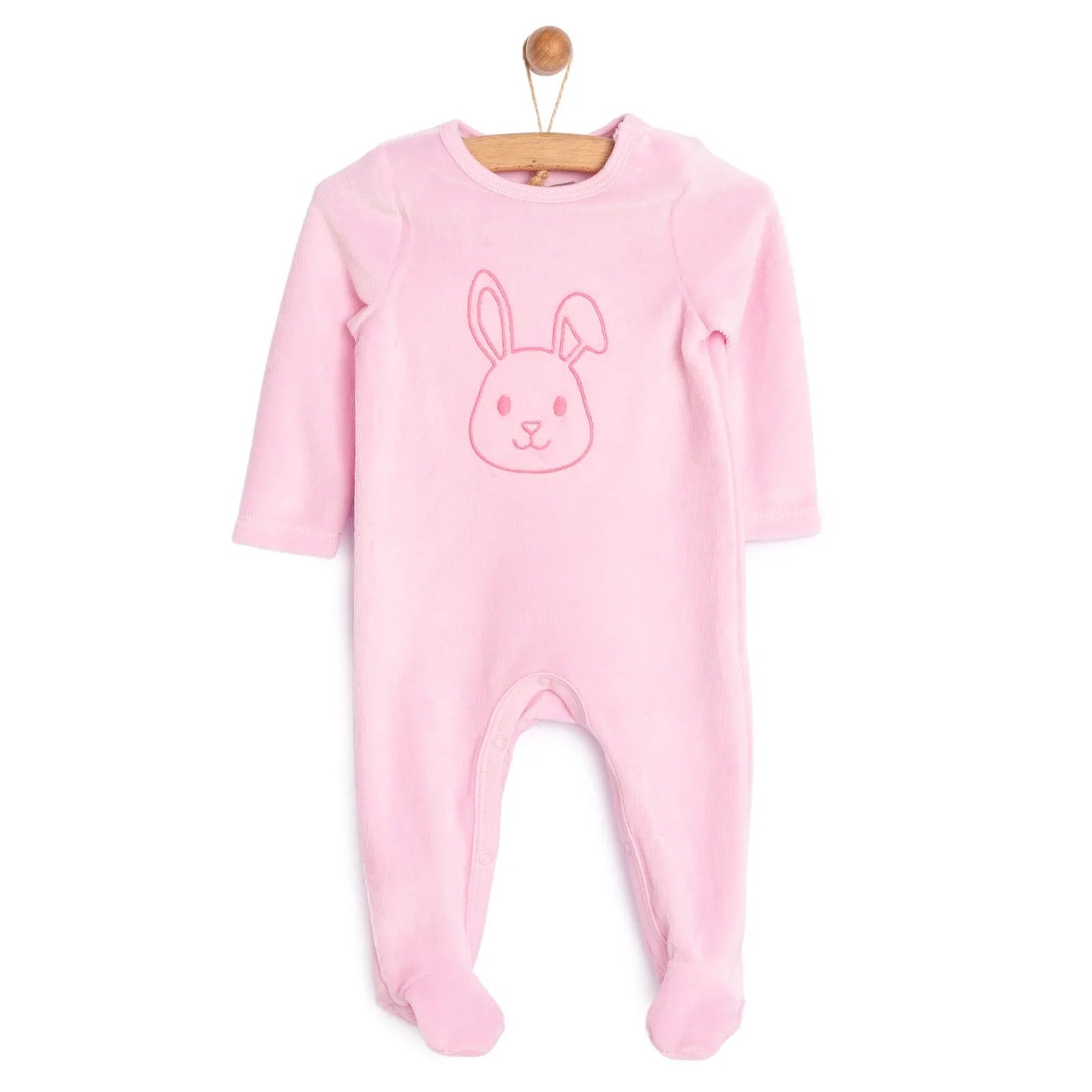 HelloBaby Newborn Baby Girl Velvet Footed Jumpsuit - Pink - mezetto ebebek ebebek
