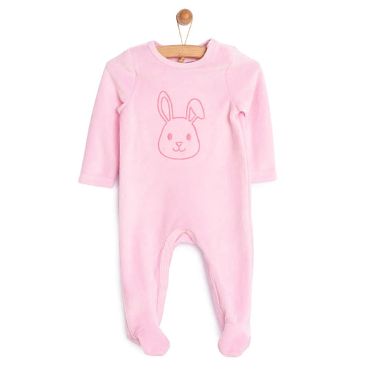 HelloBaby Newborn Baby Girl Velvet Footed Jumpsuit - Pink - mezetto ebebek ebebek