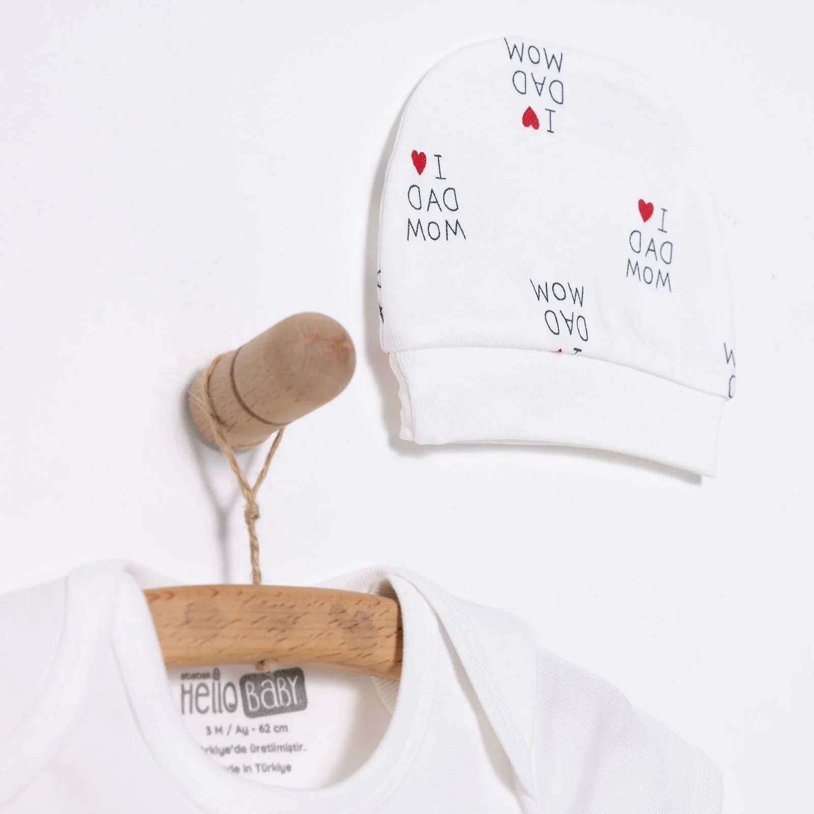 HelloBaby Newborn Baby Mom&Dad Jumpsuit - Ecru - mezetto ebebek ebebek