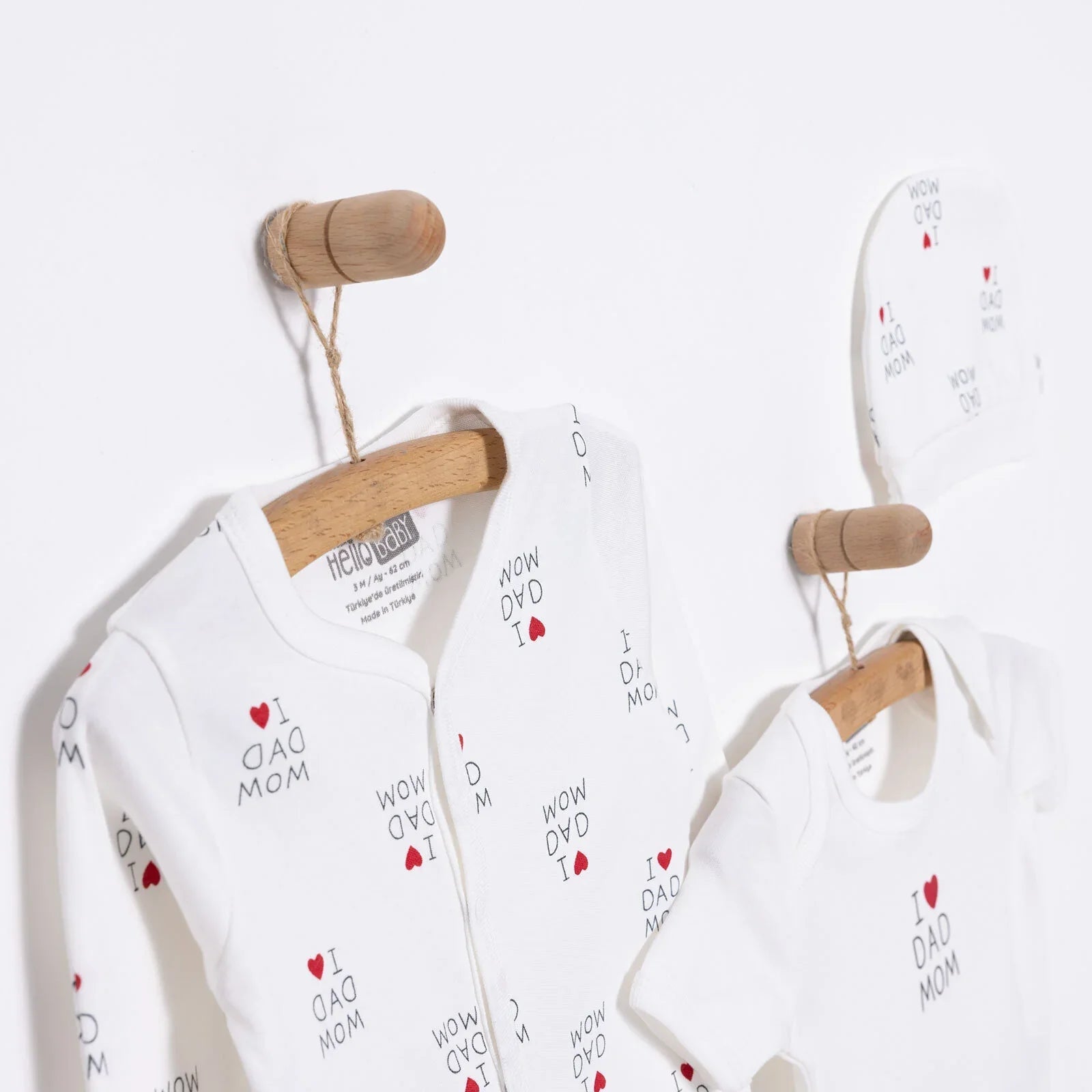 HelloBaby Newborn Baby Mom&Dad Jumpsuit - Ecru - mezetto ebebek ebebek