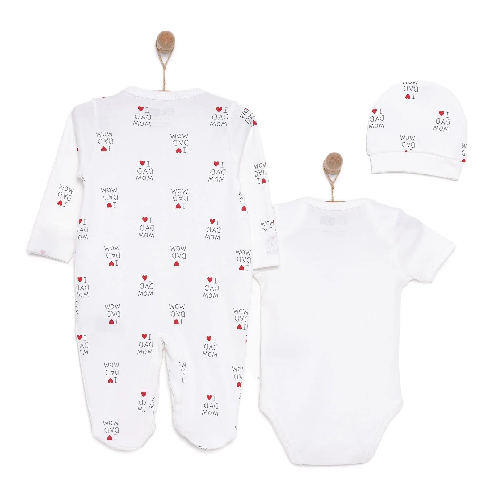 HelloBaby Newborn Baby Mom&Dad Jumpsuit - Ecru - mezetto ebebek ebebek