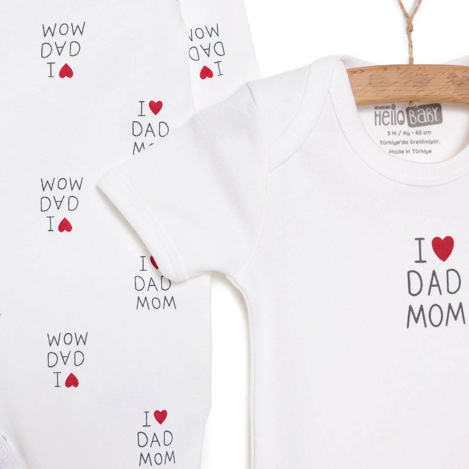 HelloBaby Newborn Baby Mom&Dad Jumpsuit - Ecru - mezetto ebebek ebebek