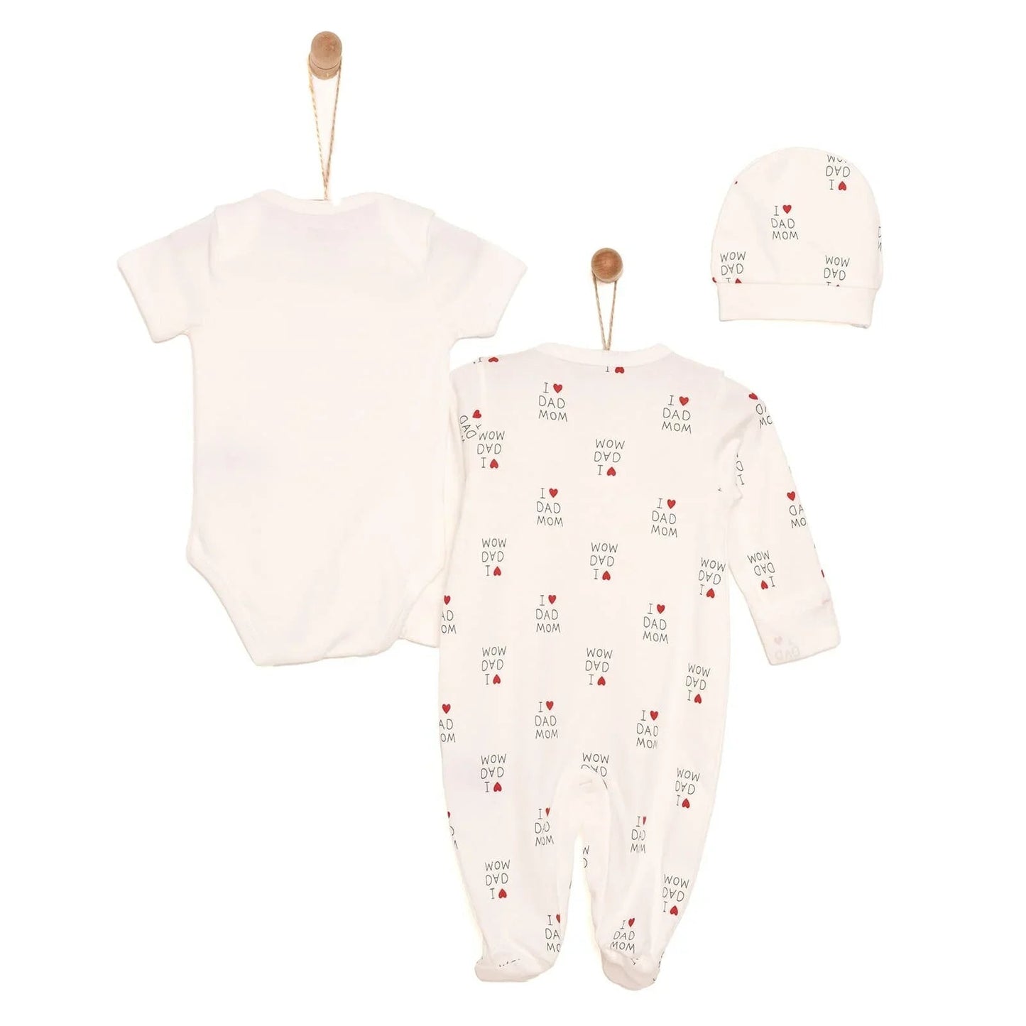 HelloBaby Newborn Baby Mom&Dad Jumpsuit - Ecru - mezetto ebebek ebebek
