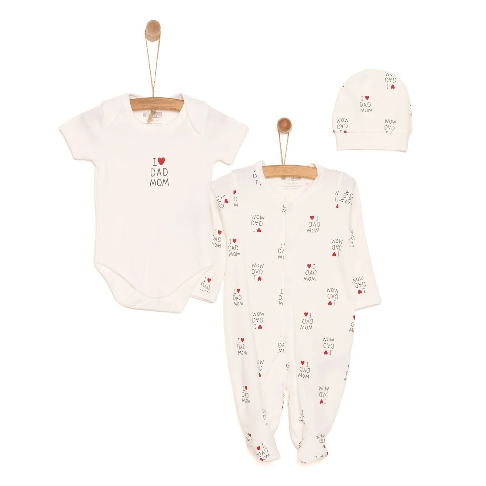HelloBaby Newborn Baby Mom&Dad Jumpsuit - Ecru - mezetto ebebek ebebek