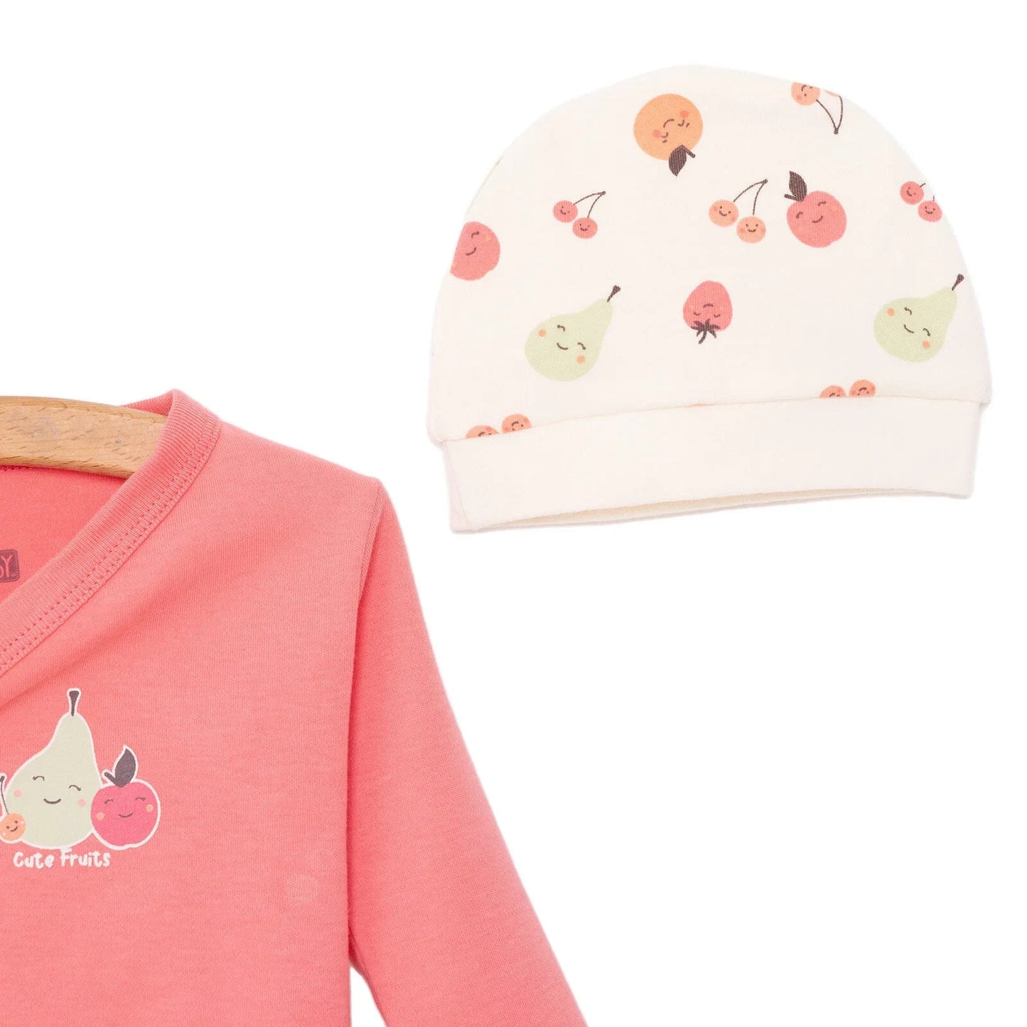 HelloBaby Newborn Baby Top - Hat - Footed Set - Ecru - mezetto ebebek ebebek
