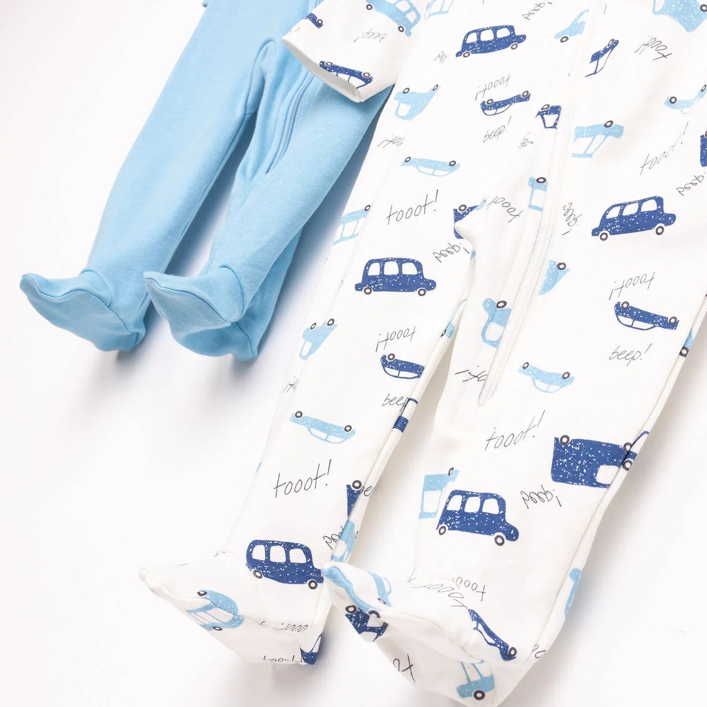 HelloBaby Newborn Boy 2 Piece Footed Jumpsuit - Blue - mezetto ebebek ebebek