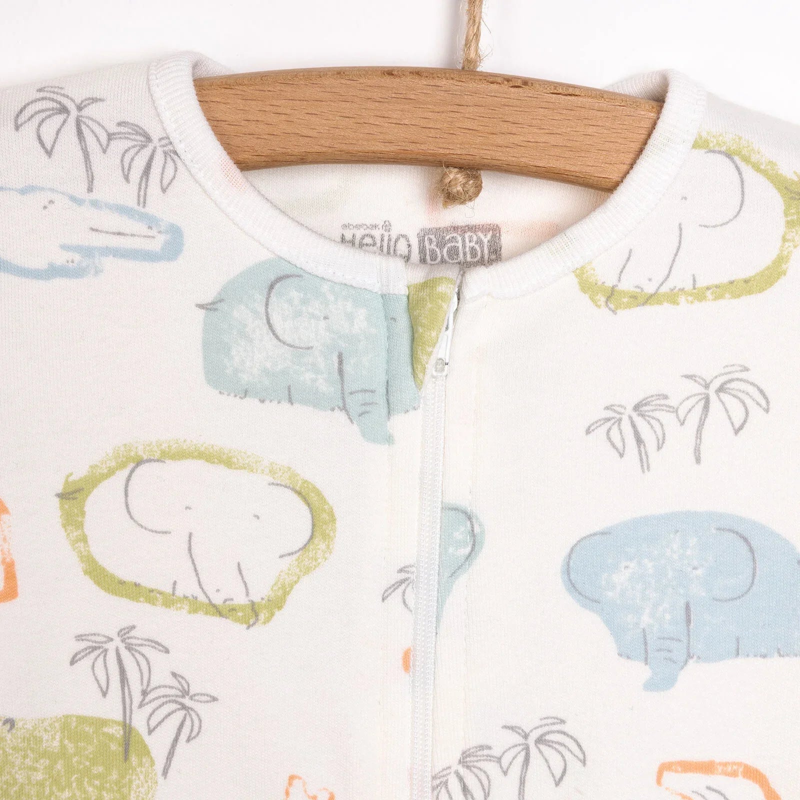 HelloBaby Newborn Boy Footed Jumpsuit - Ecru - mezetto ebebek ebebek